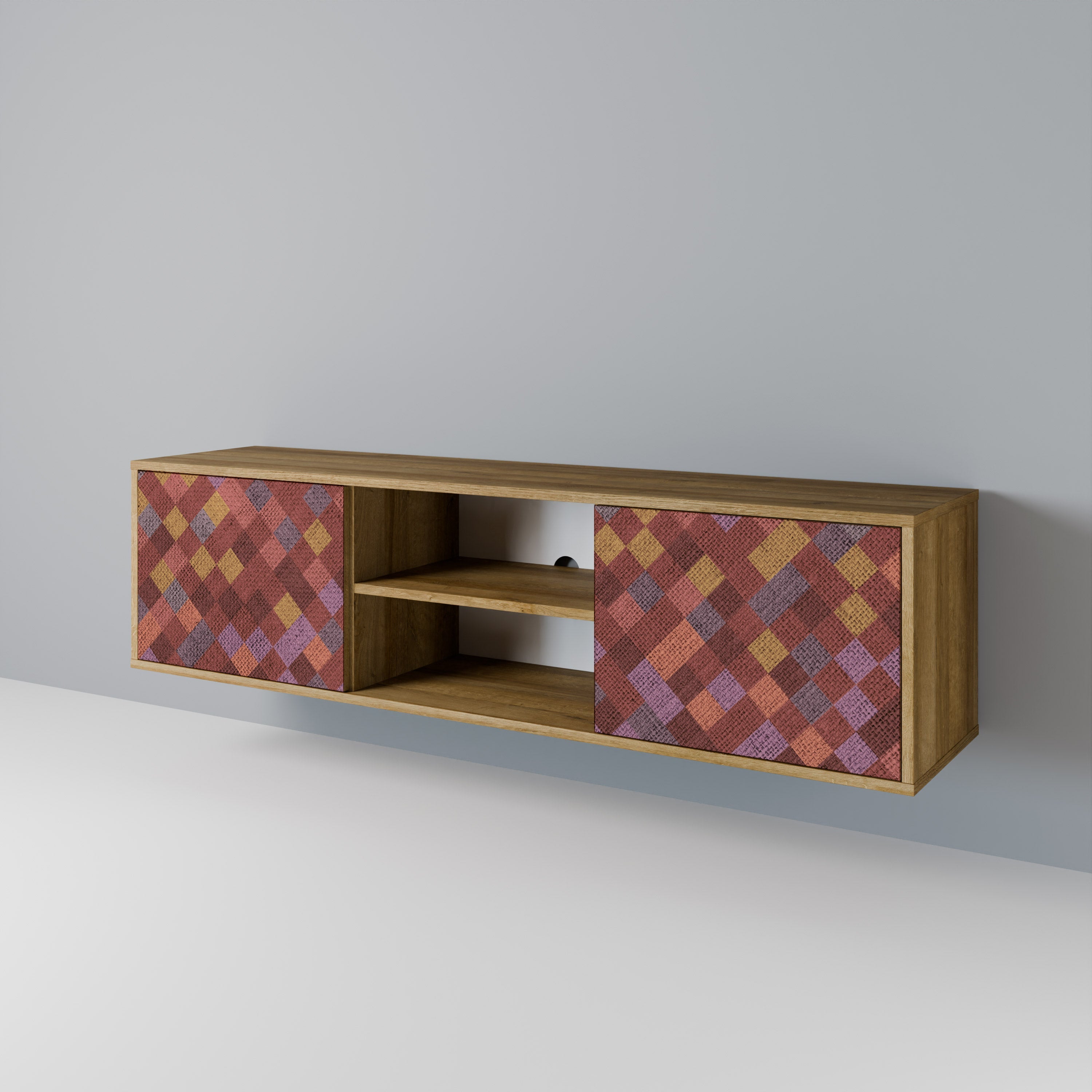 PAINTED SQUARES TV-Lowboard mit 2 Türen in Eiche-Optik