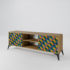 PAINTED SQUARES MIX 2-Door TV Stand in Oak Effect