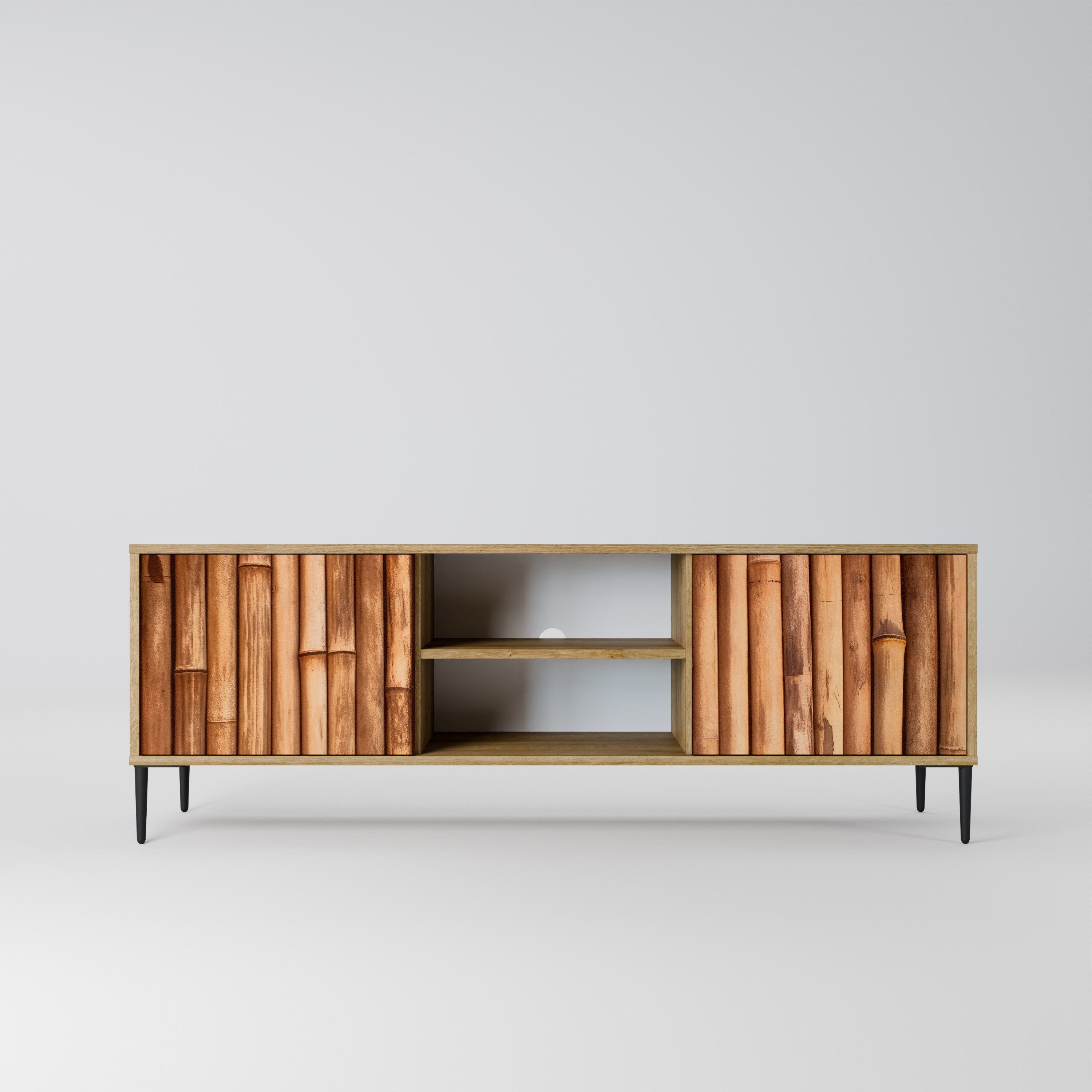 NATURAL WOOD 2-Door TV Stand in Oak Effect