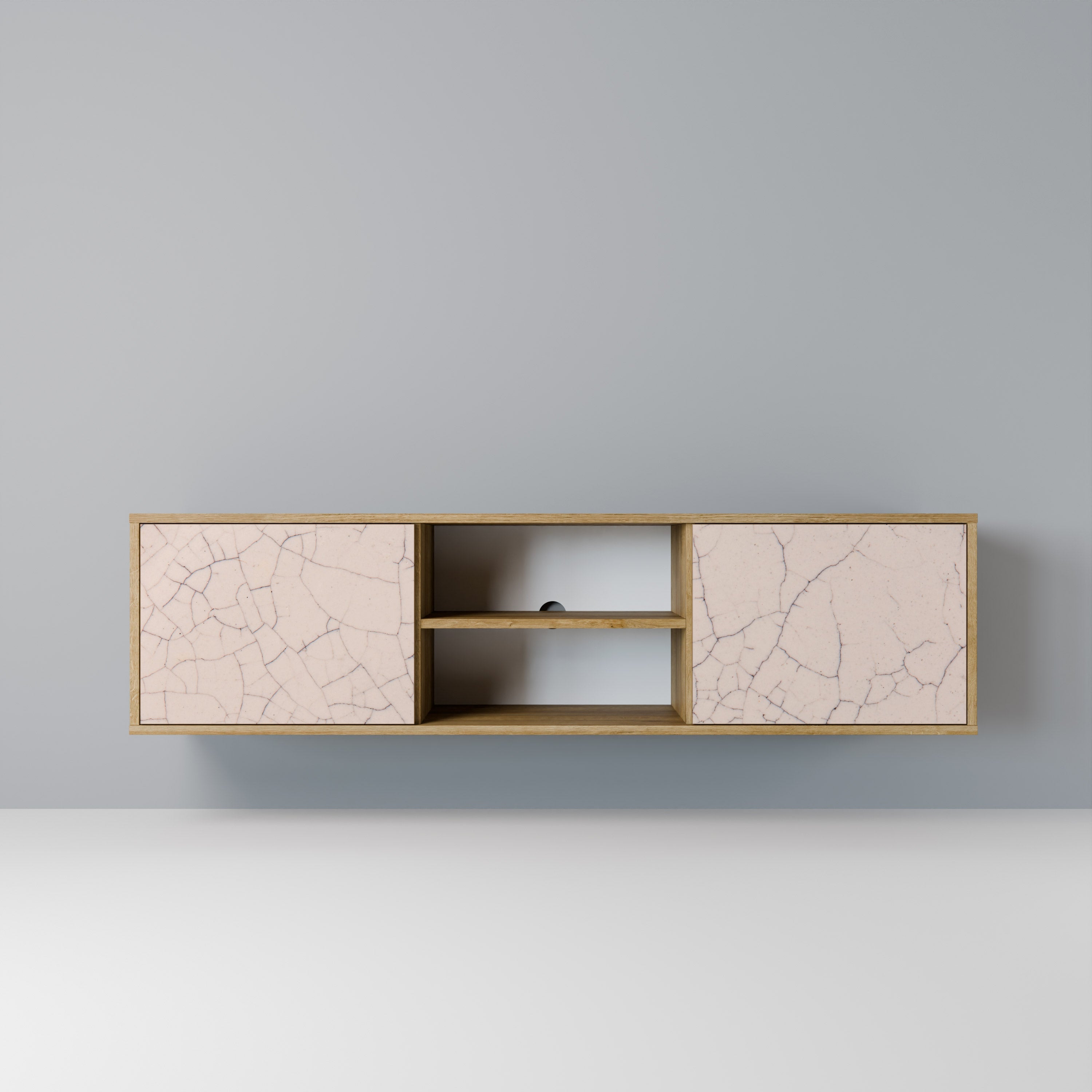 CERAMIC TEXTURE 2-Door TV Stand in Oak Effect
