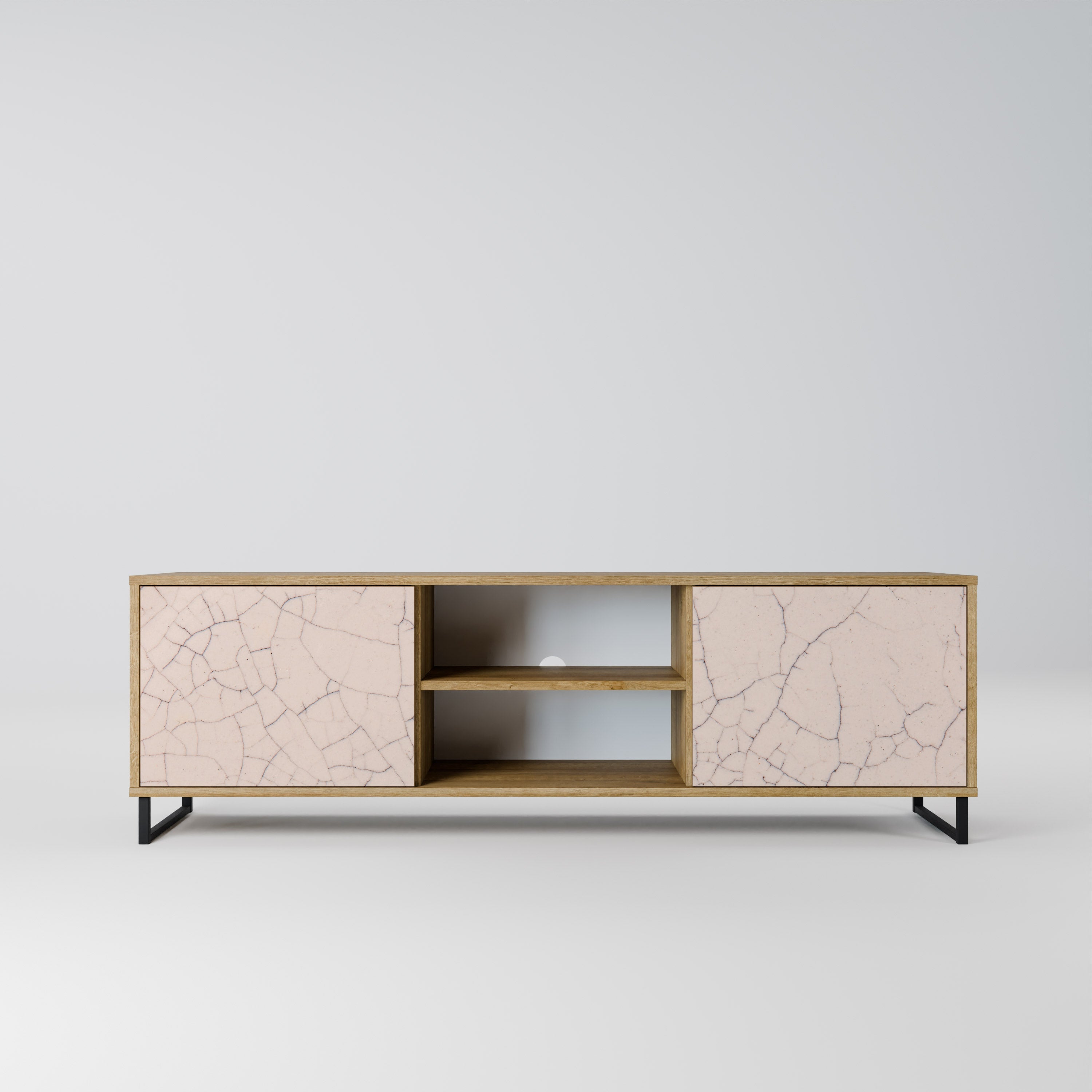 CERAMIC TEXTURE 2-Door TV Stand in Oak Effect