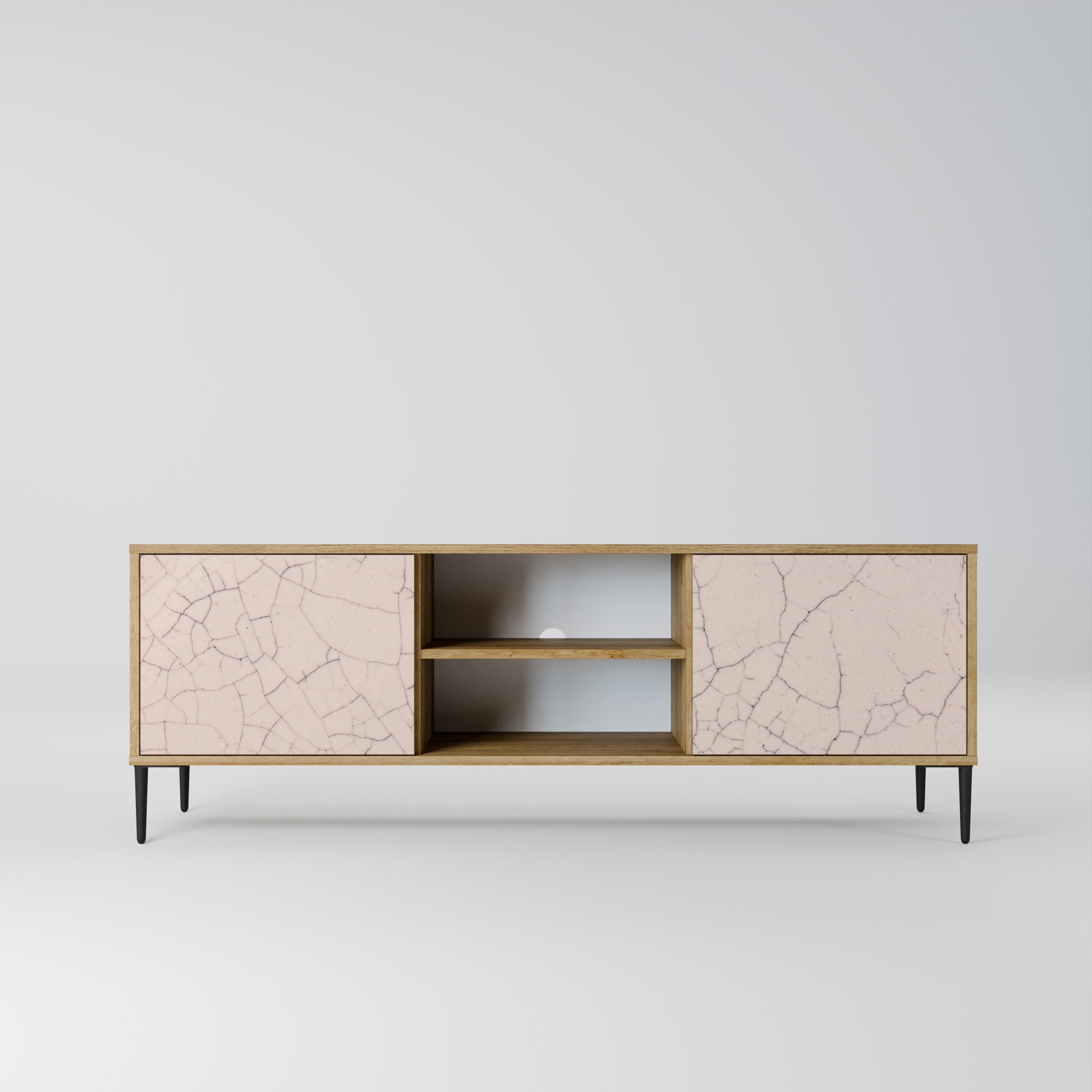 CERAMIC TEXTURE 2-Door TV Stand in Oak Effect