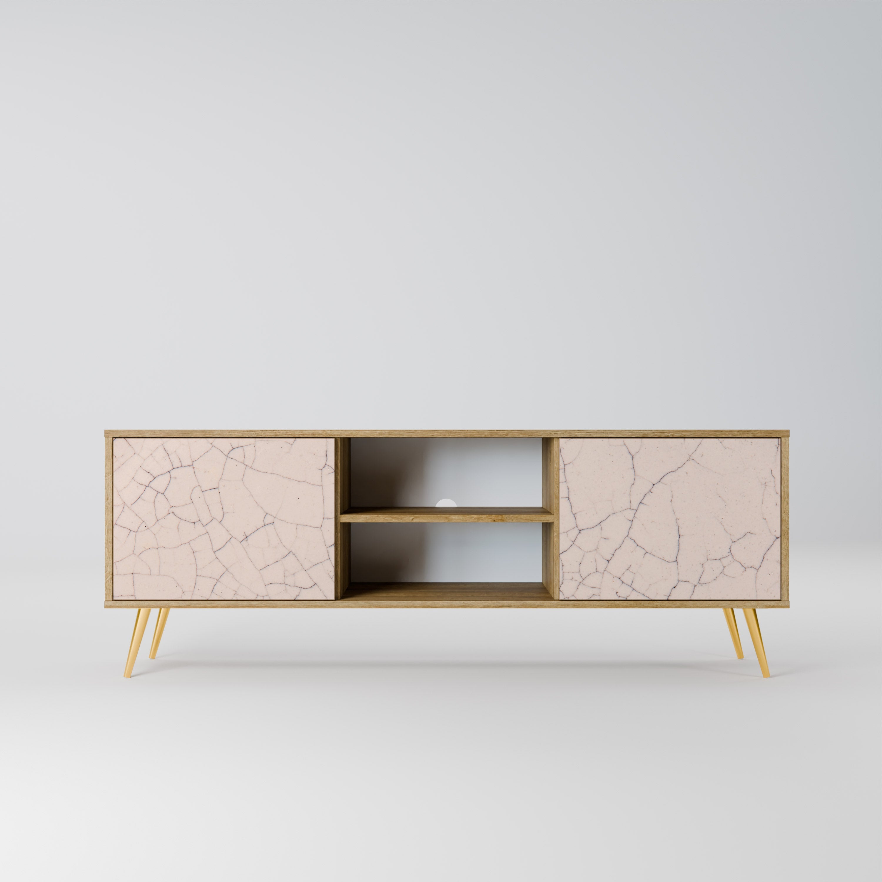 CERAMIC TEXTURE 2-Door TV Stand in Oak Effect