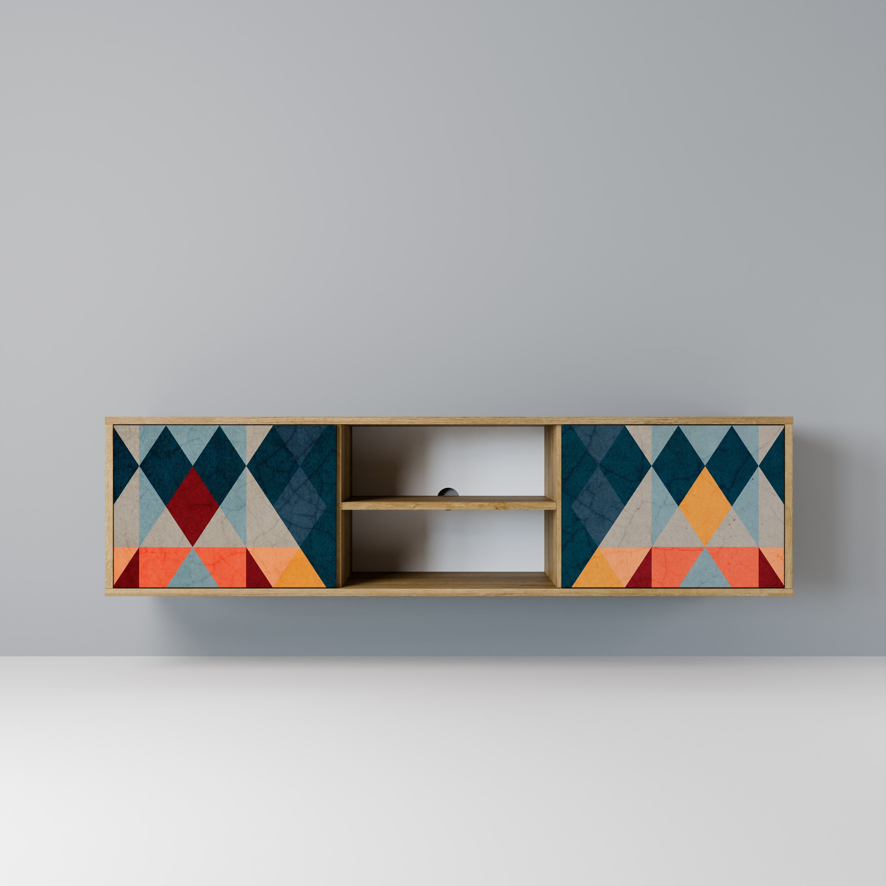 CRACKED ILLUSION 2-Door TV Stand in Oak Effect