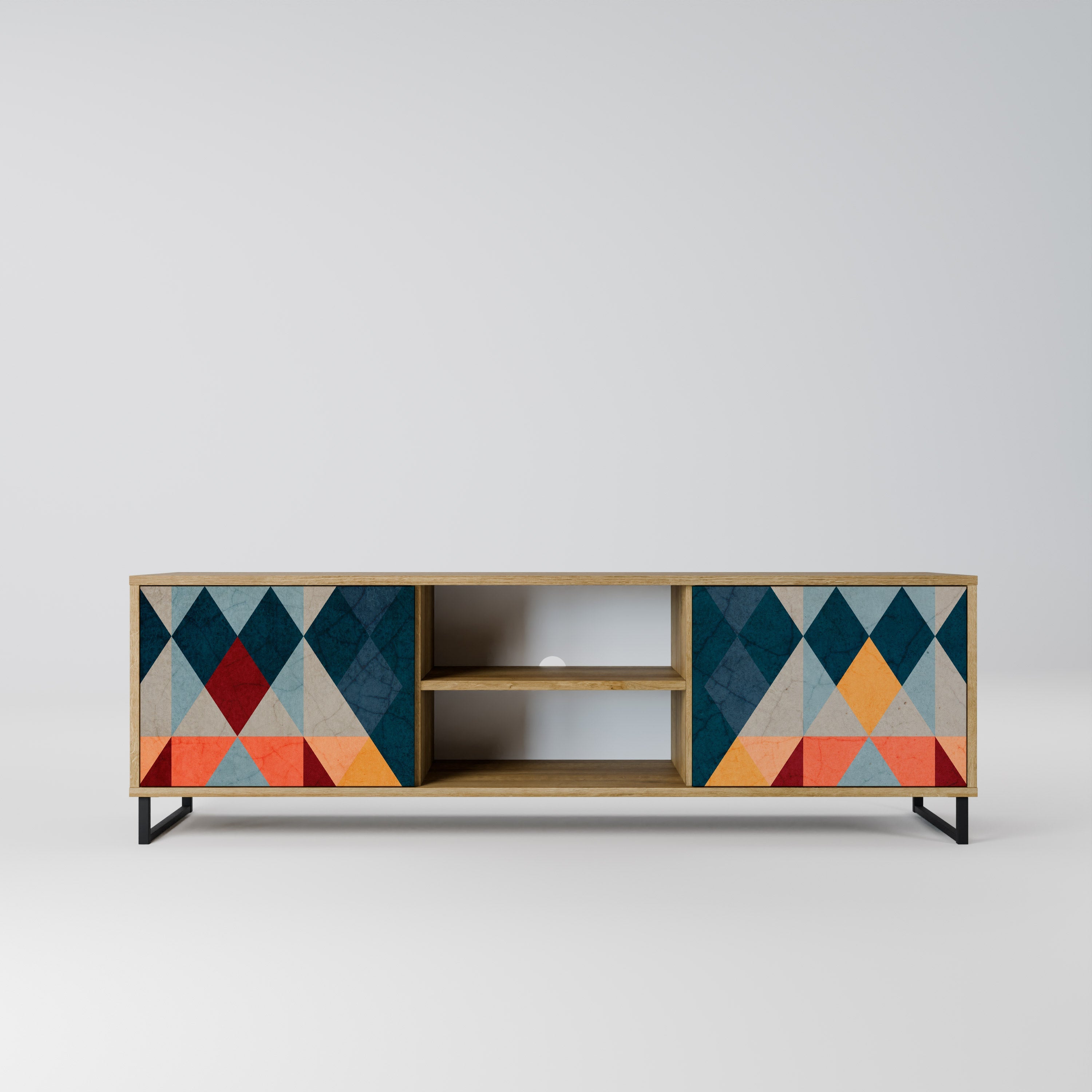 CRACKED ILLUSION 2-Door TV Stand in Oak Effect