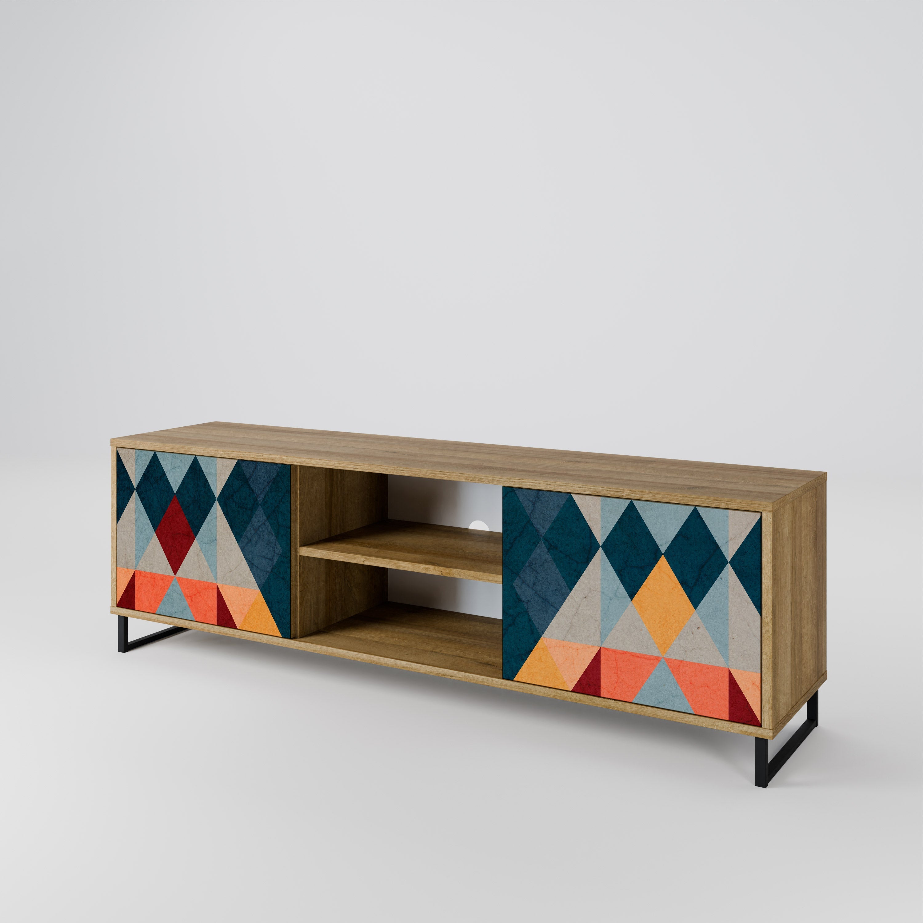 CRACKED ILLUSION TV-Lowboard mit 2 Türen in Eiche-Optik