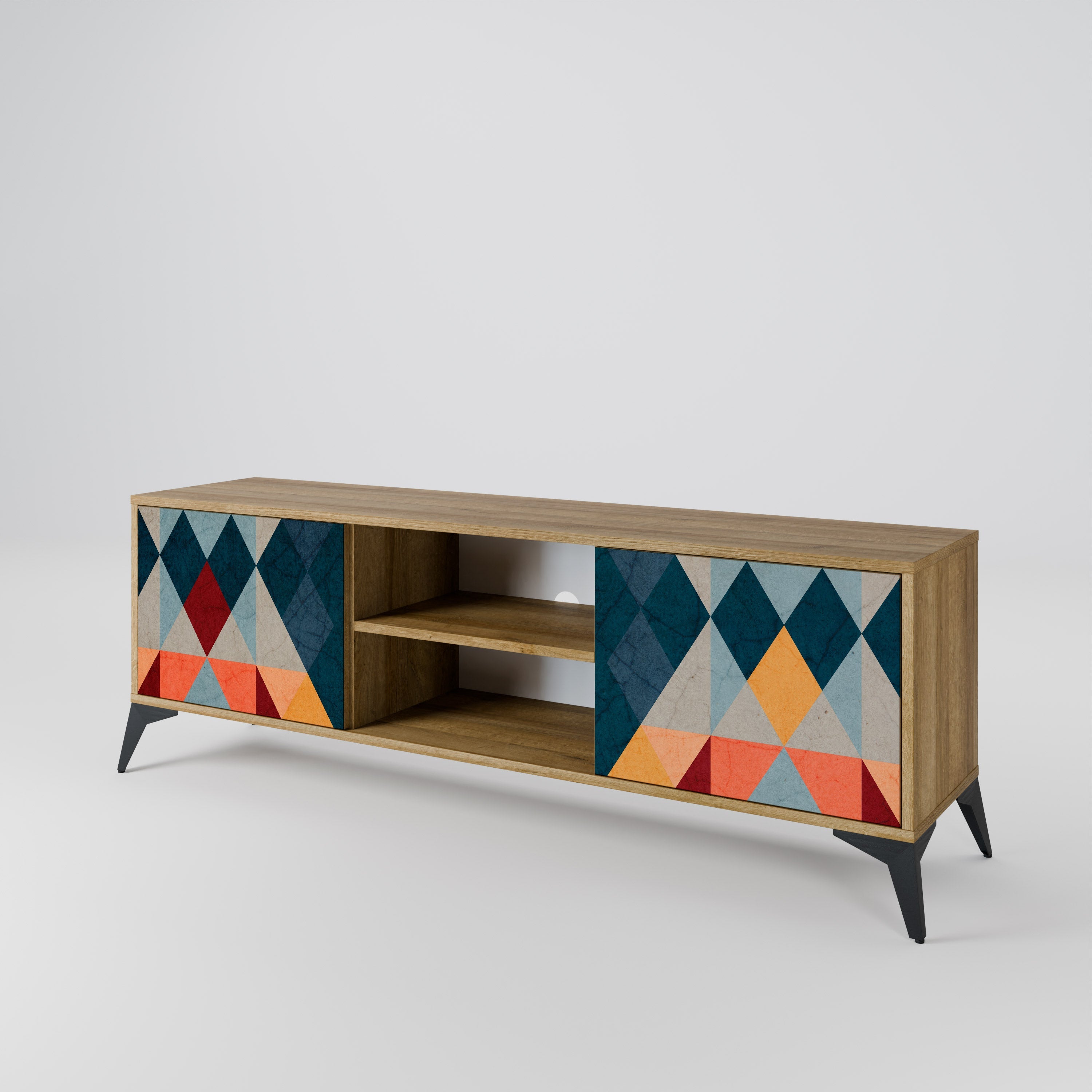 CRACKED ILLUSION TV-Lowboard mit 2 Türen in Eiche-Optik