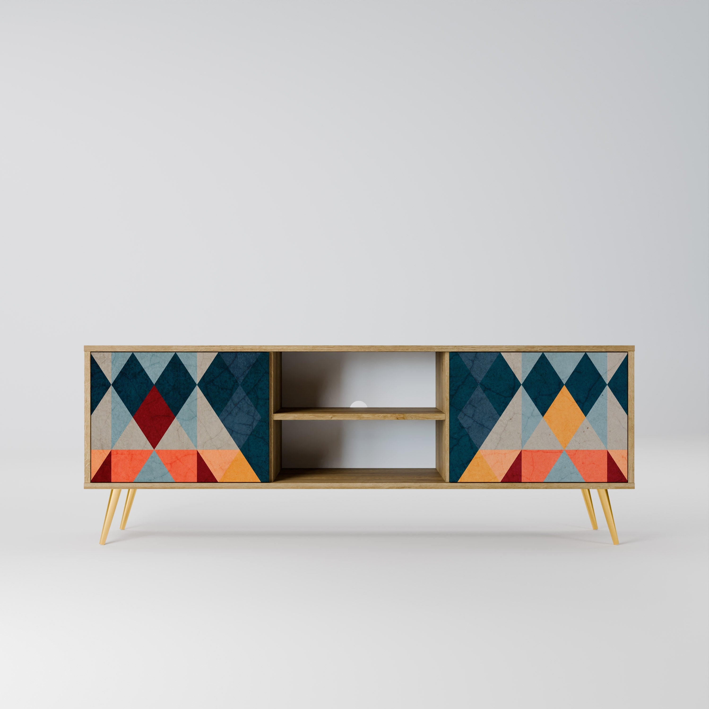 CRACKED ILLUSION 2-Door TV Stand in Oak Effect