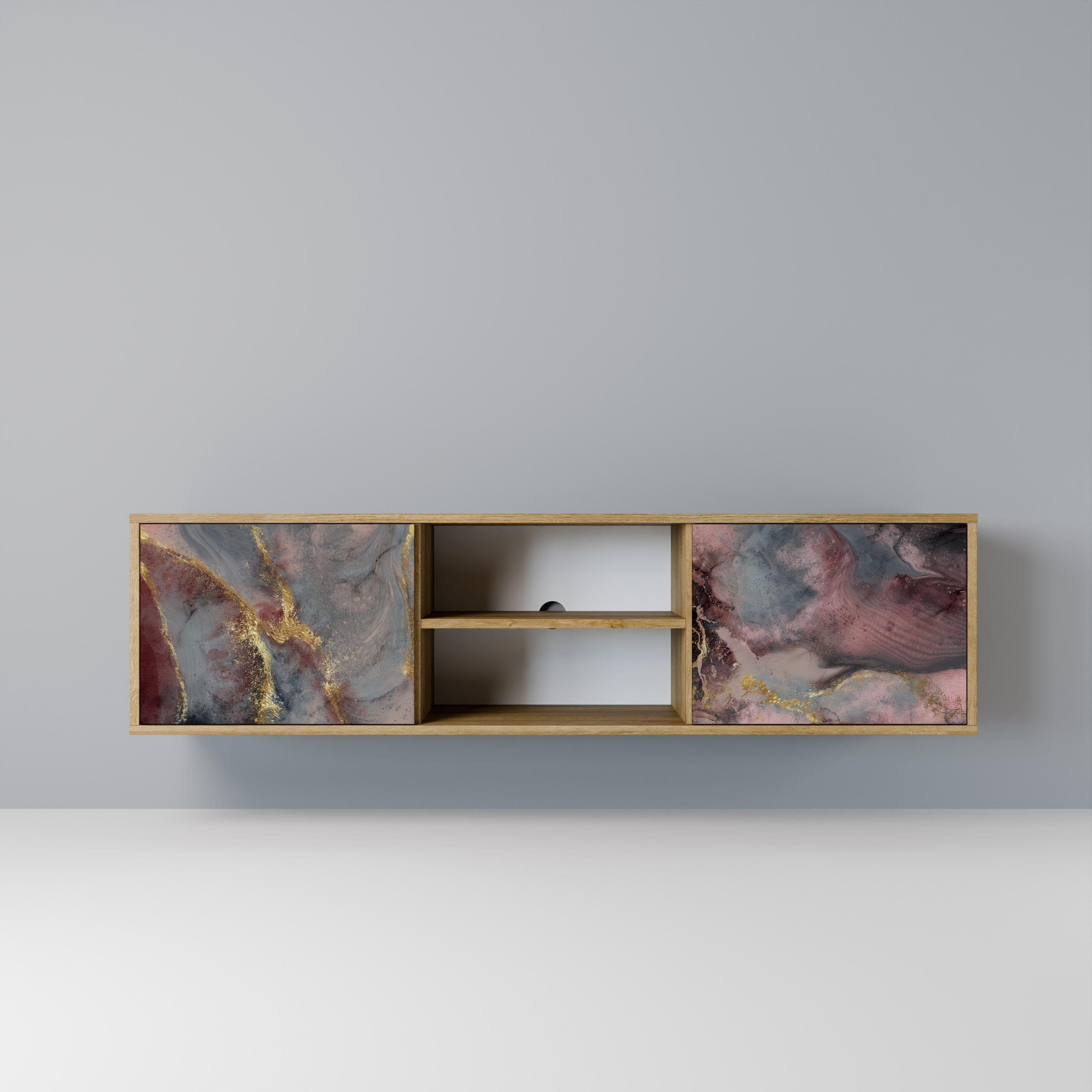 GOLDEN TIDES 2-Door TV Stand in Oak Effect