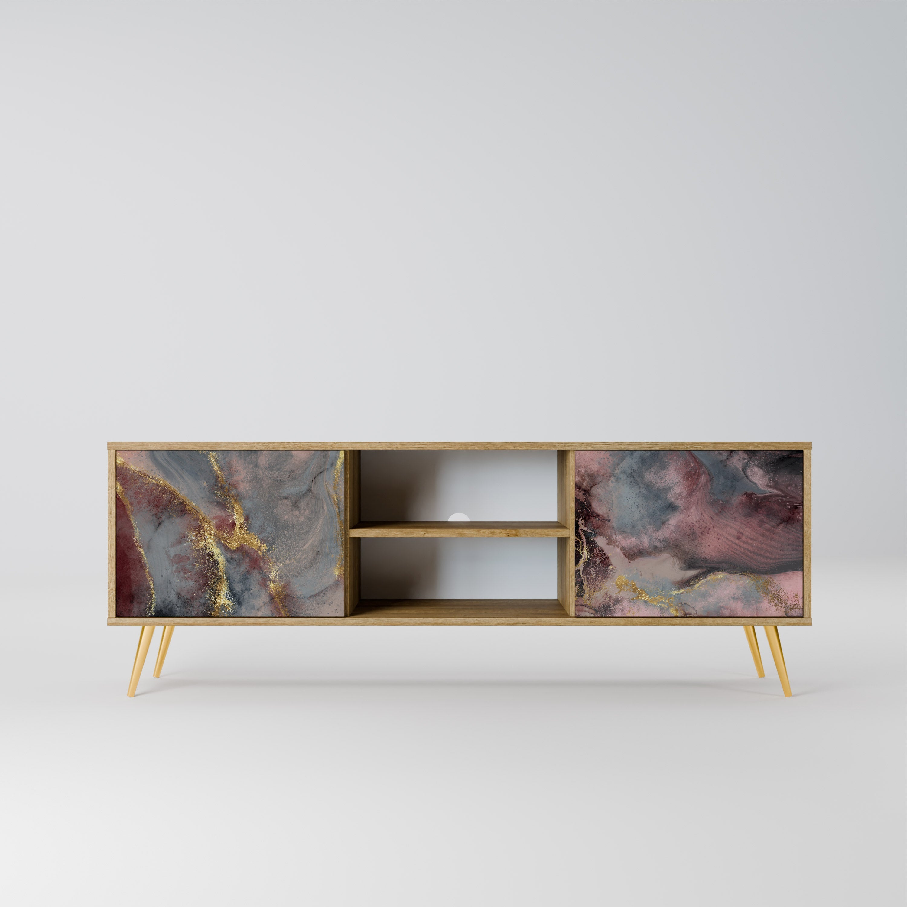 GOLDEN TIDES 2-Door TV Stand in Oak Effect