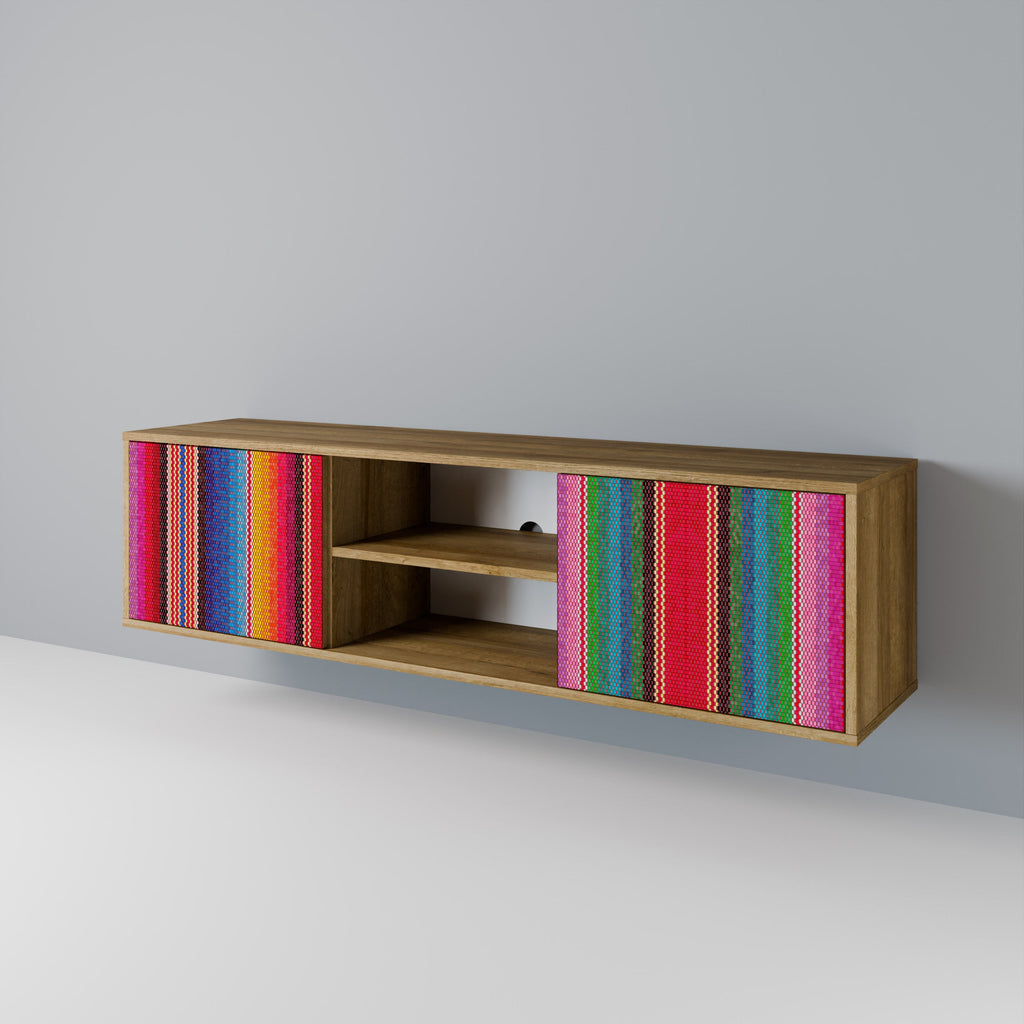 ETHNIC MEXICAN 2-Door TV Stand in Oak Effect