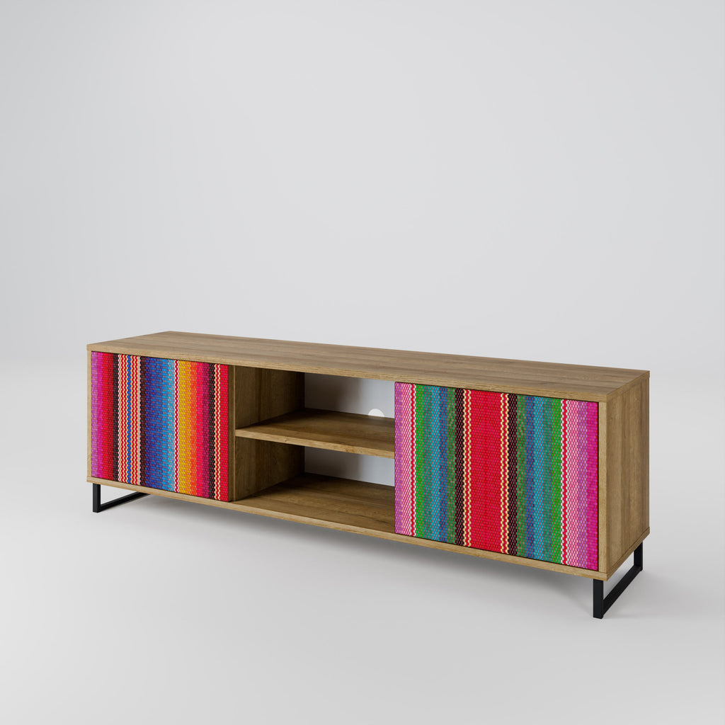 ETHNIC MEXICAN 2-Door TV Stand in Oak Effect