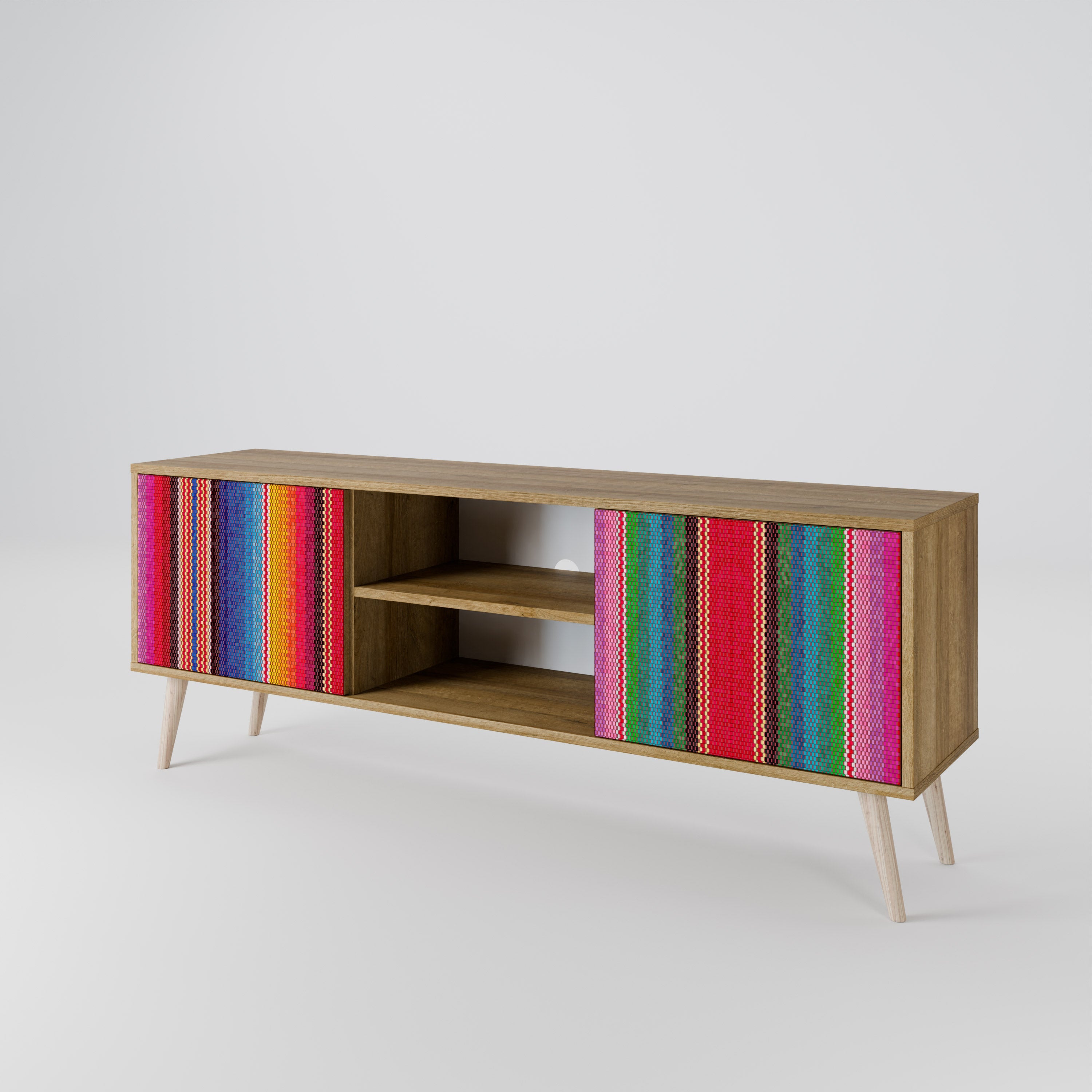 ETHNIC MEXICAN 2-Door TV Stand in Oak Effect