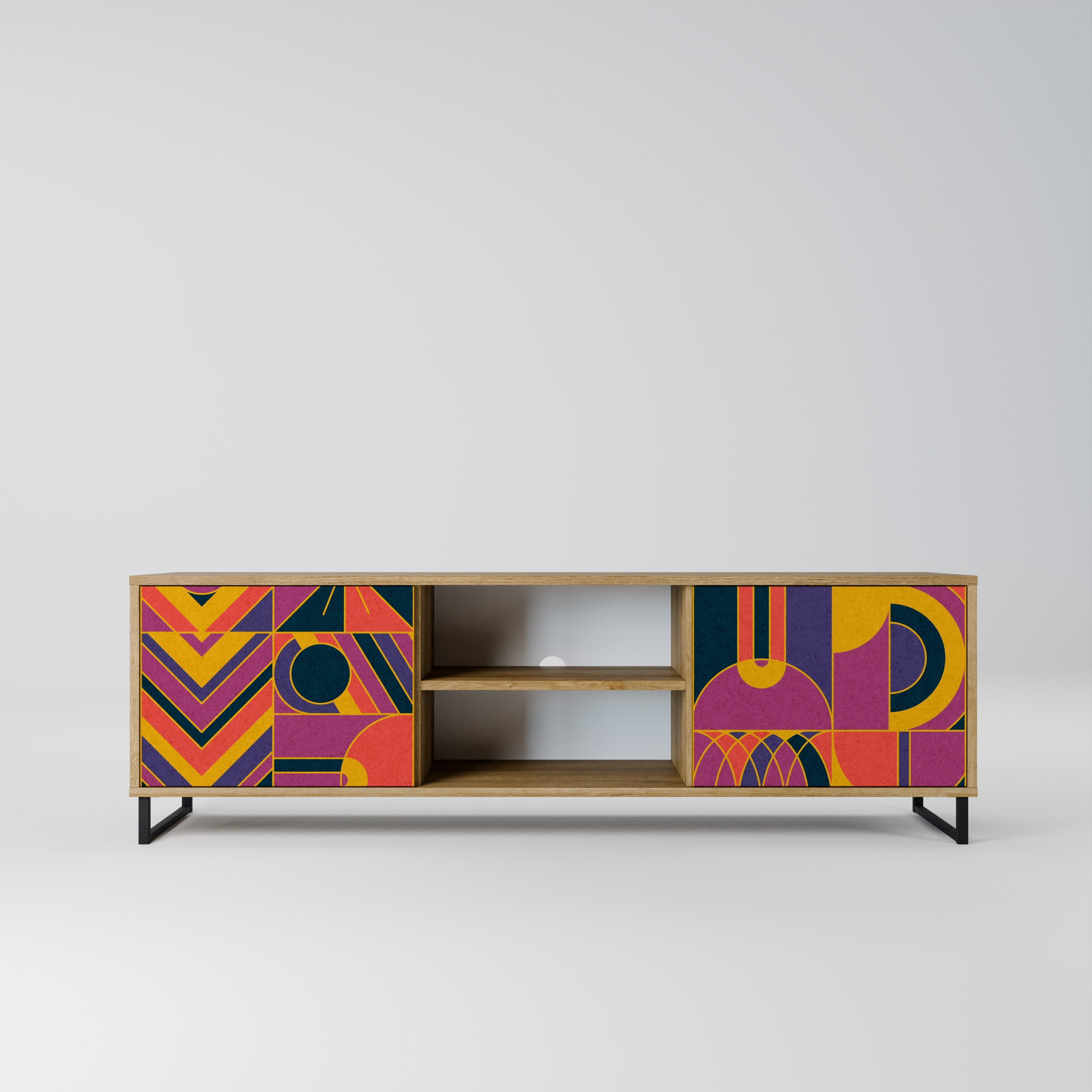 ELECTRIC PATTERNS 2-Door TV Stand in Oak Effect