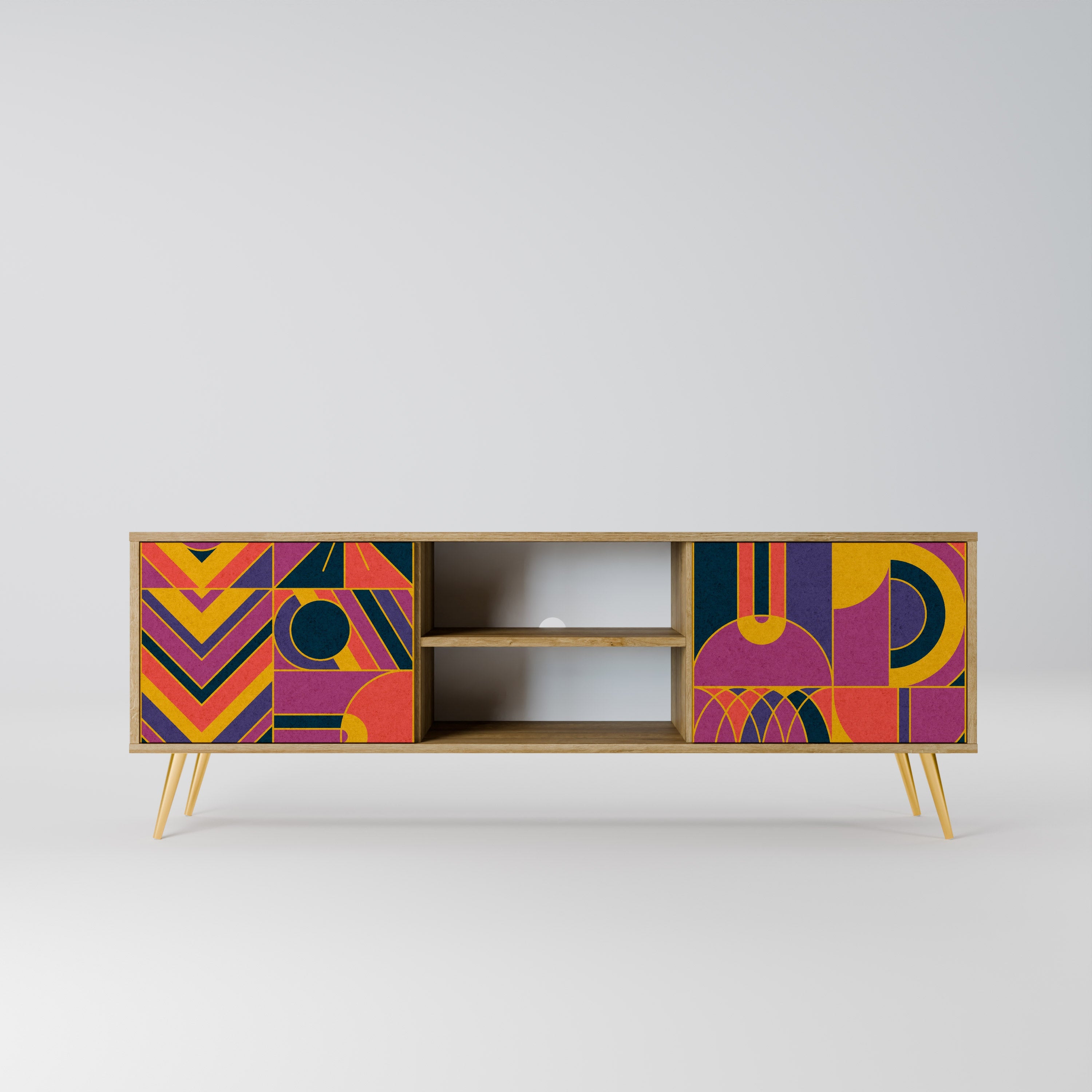 ELECTRIC PATTERNS 2-Door TV Stand in Oak Effect