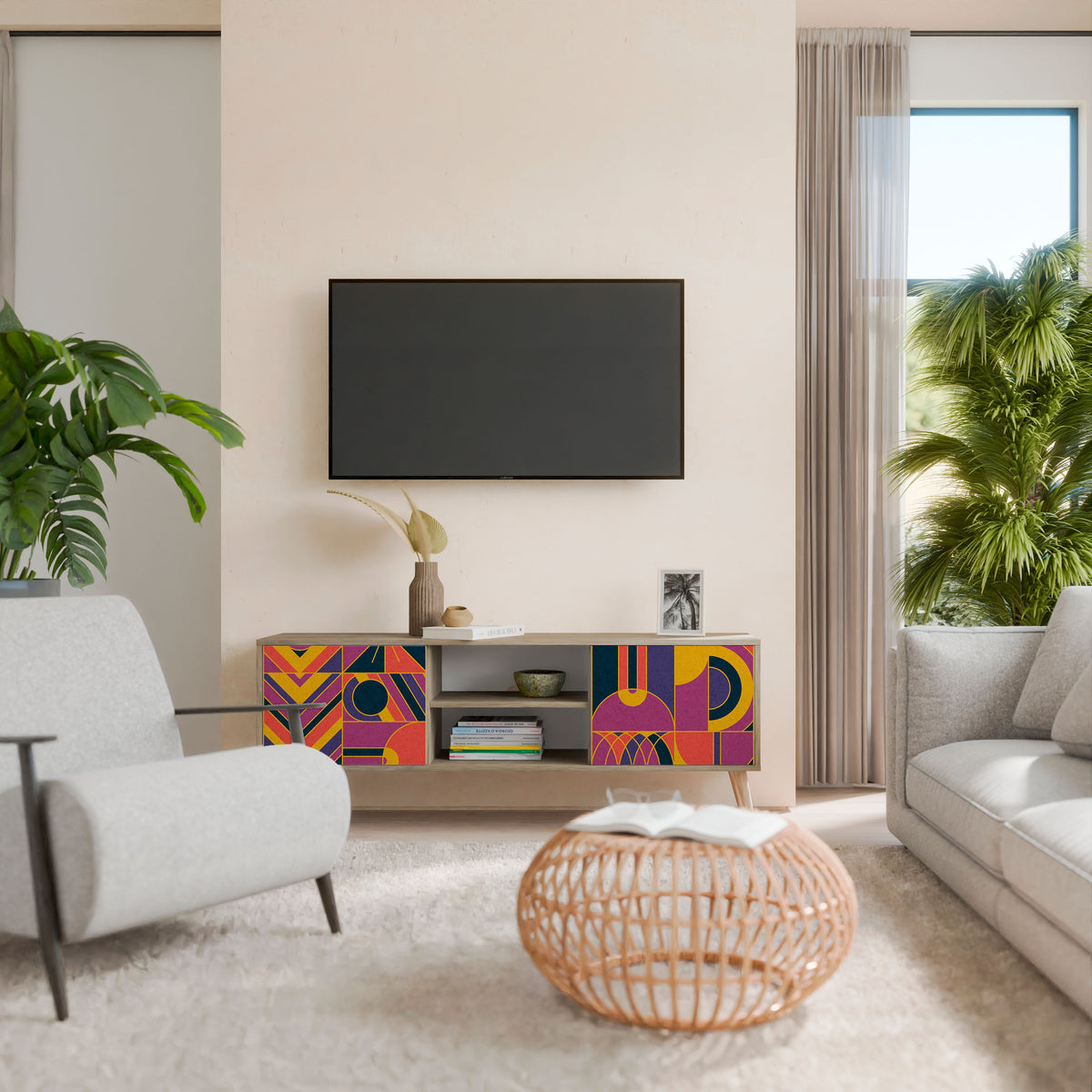 ELECTRIC PATTERNS 2-Door TV Cabinet