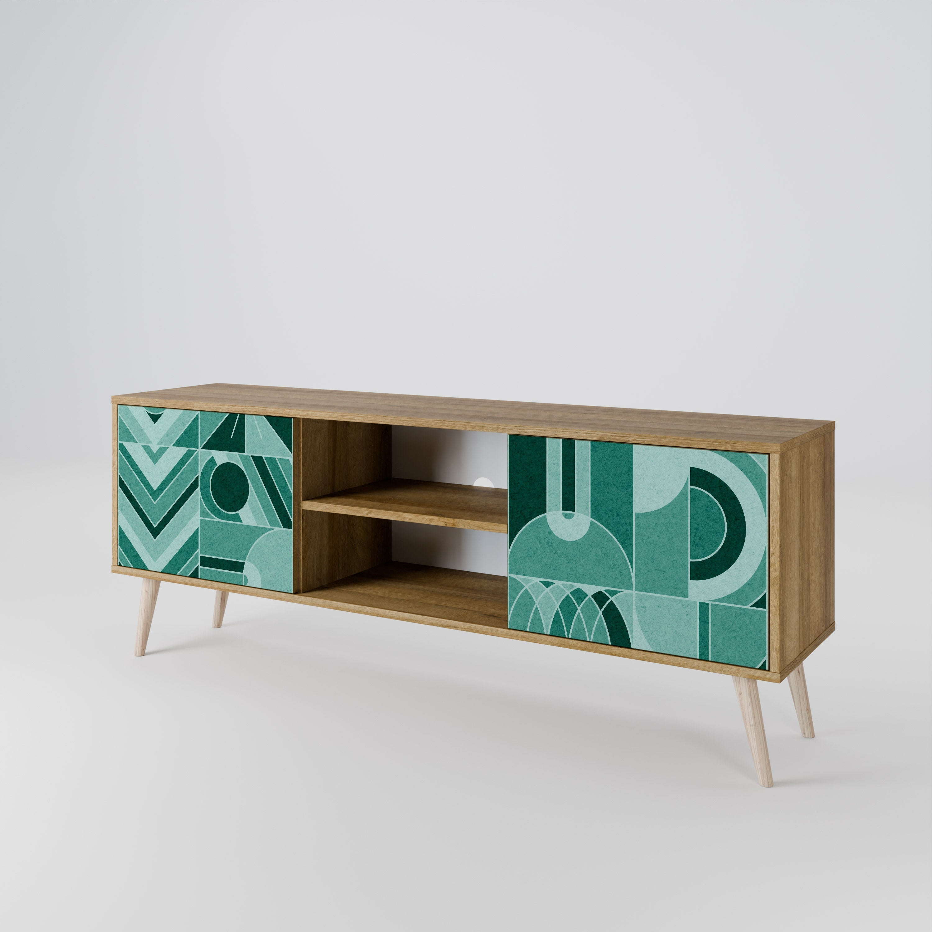 HARMONIC GRID 2-Door TV Stand in Oak Effect