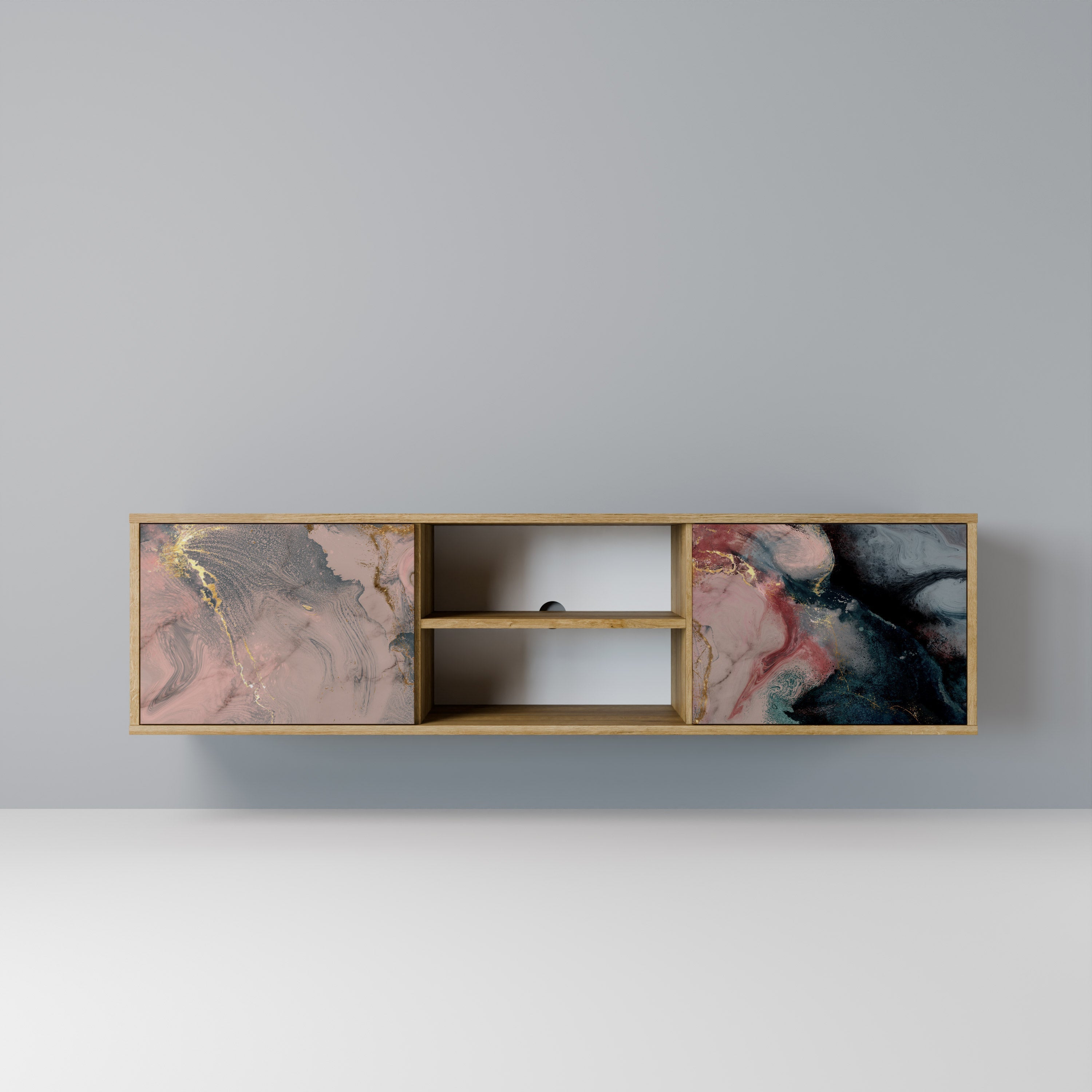 GILDED SWIRLS TV-Lowboard mit 2 Türen in Eiche-Optik