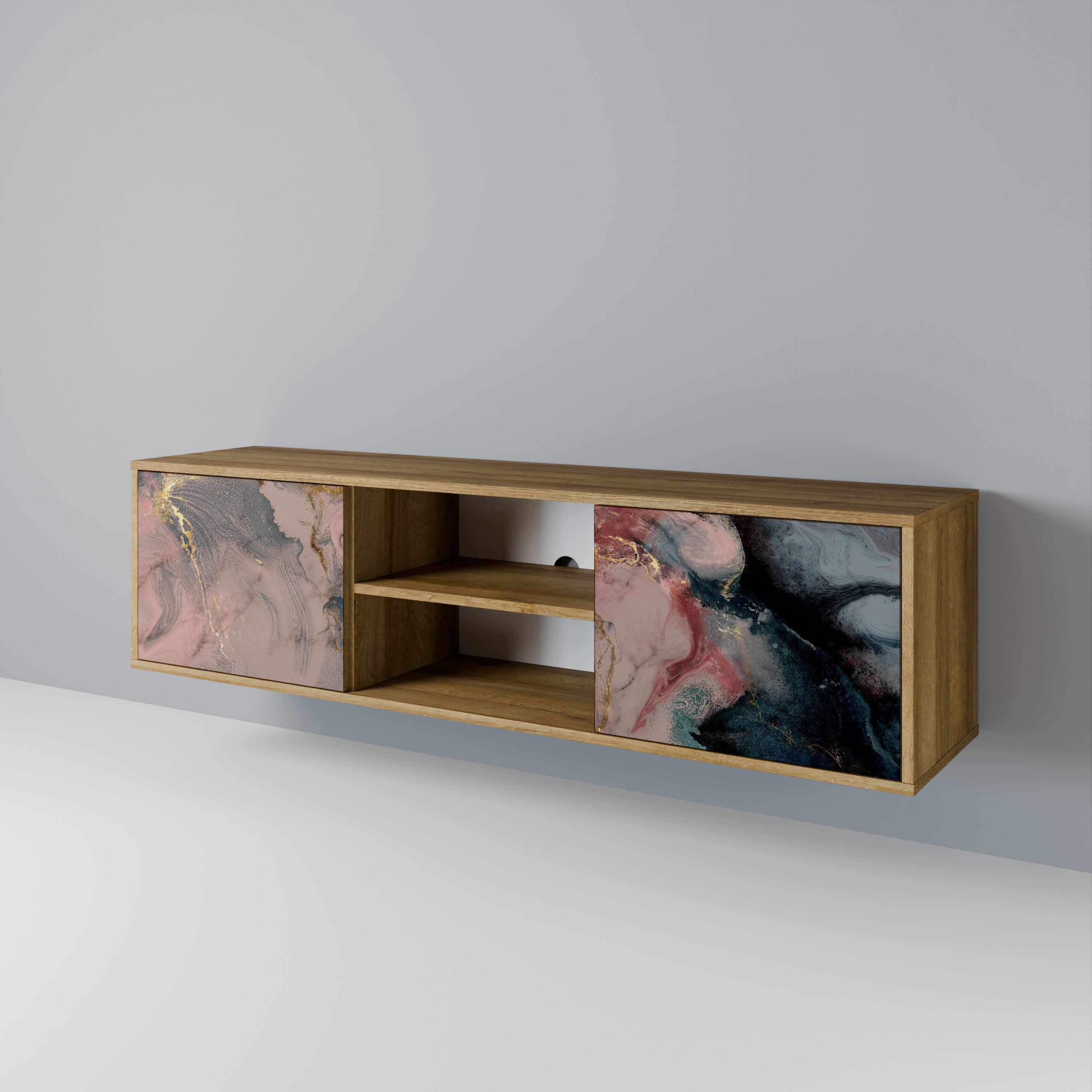 GILDED SWIRLS TV-Lowboard mit 2 Türen in Eiche-Optik