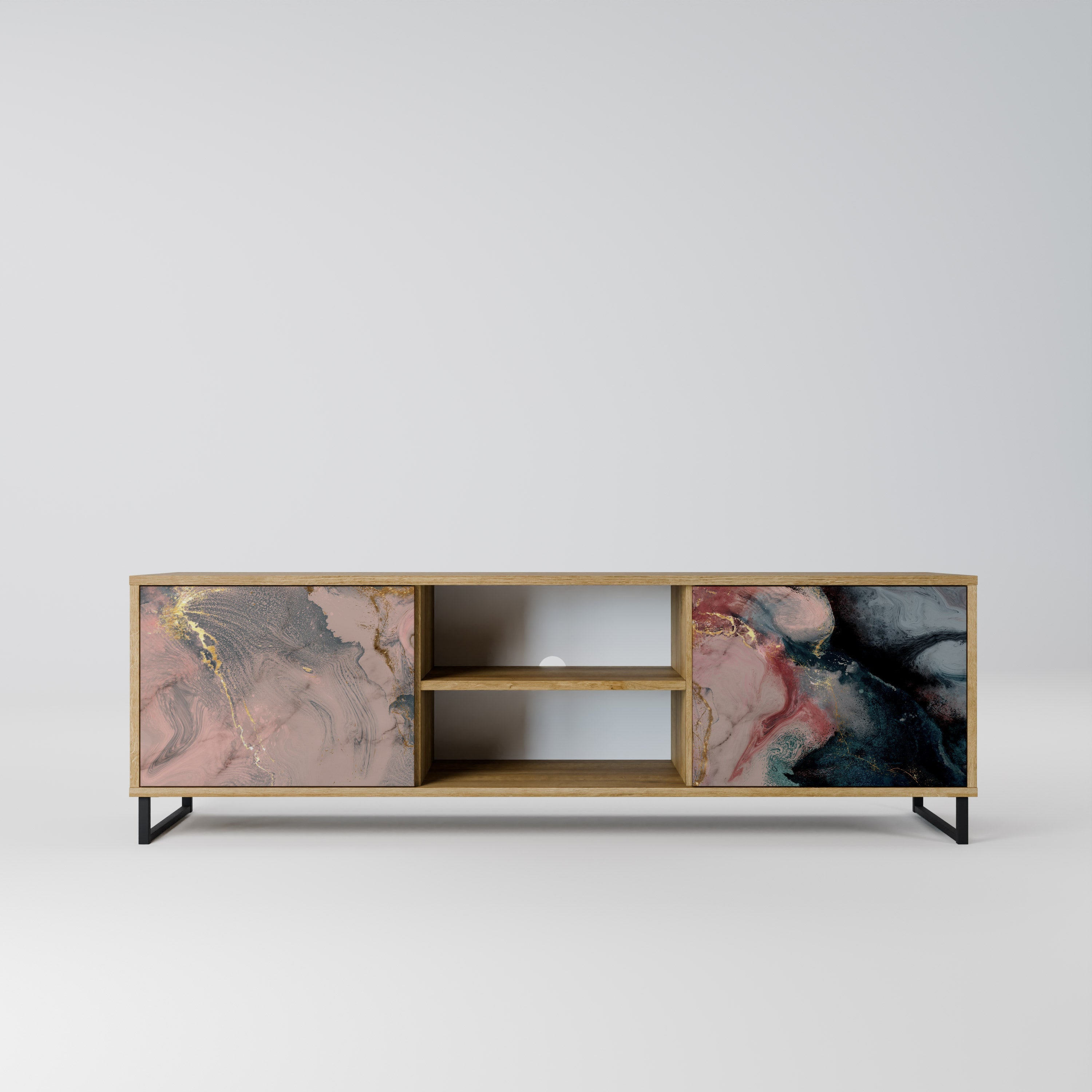 GILDED SWIRLS TV-Lowboard mit 2 Türen in Eiche-Optik