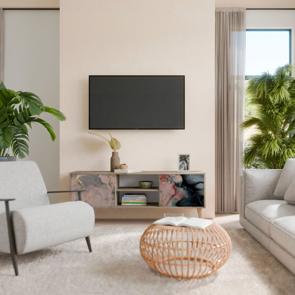 GILDED SWIRLS TV-Lowboard mit 2 Türen in Eiche-Optik