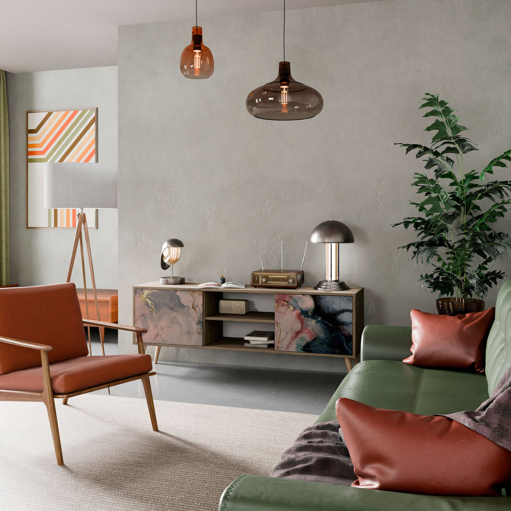 GILDED SWIRLS TV-Lowboard mit 2 Türen in Eiche-Optik