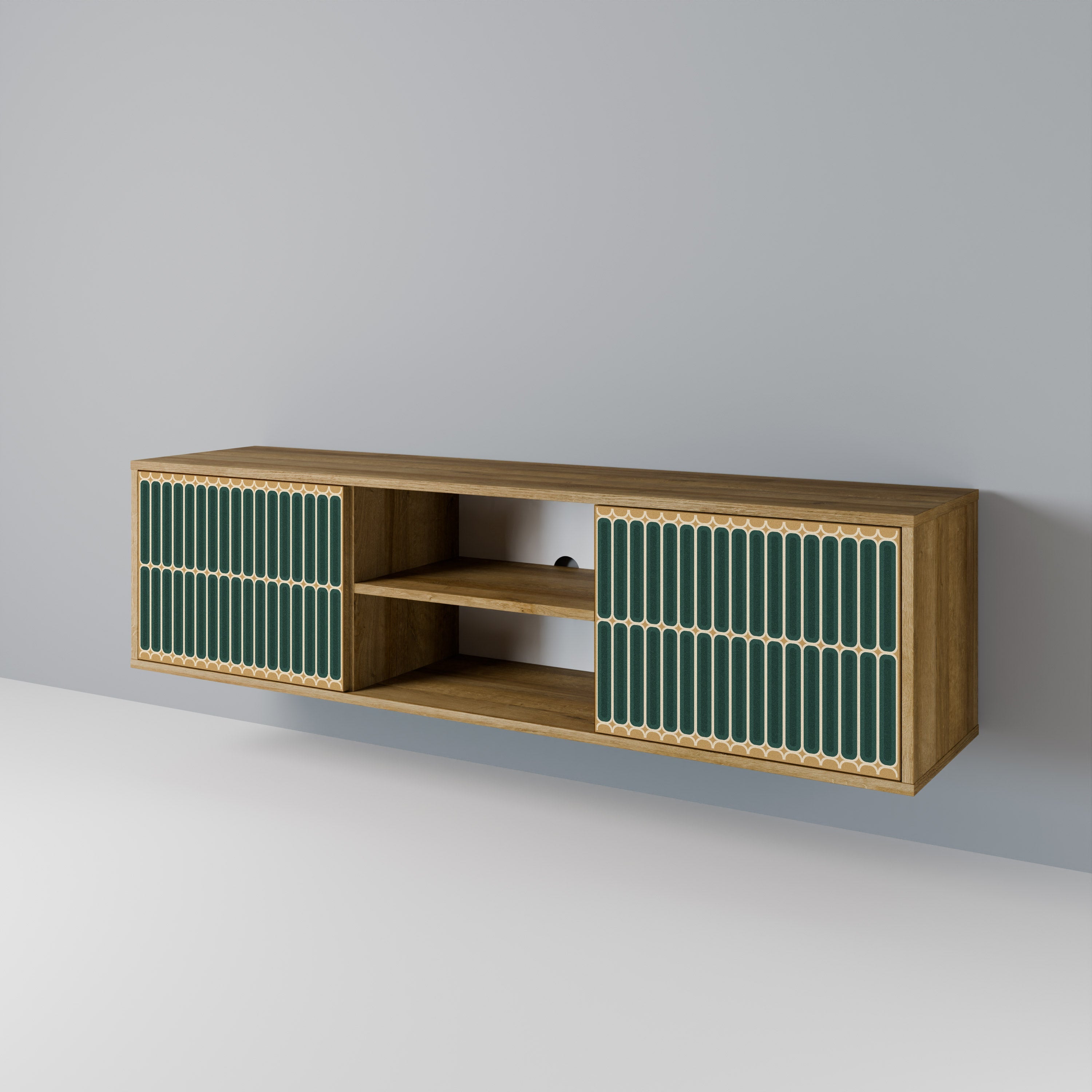 ILUSION GATE 2-Door TV Stand in Oak Effect