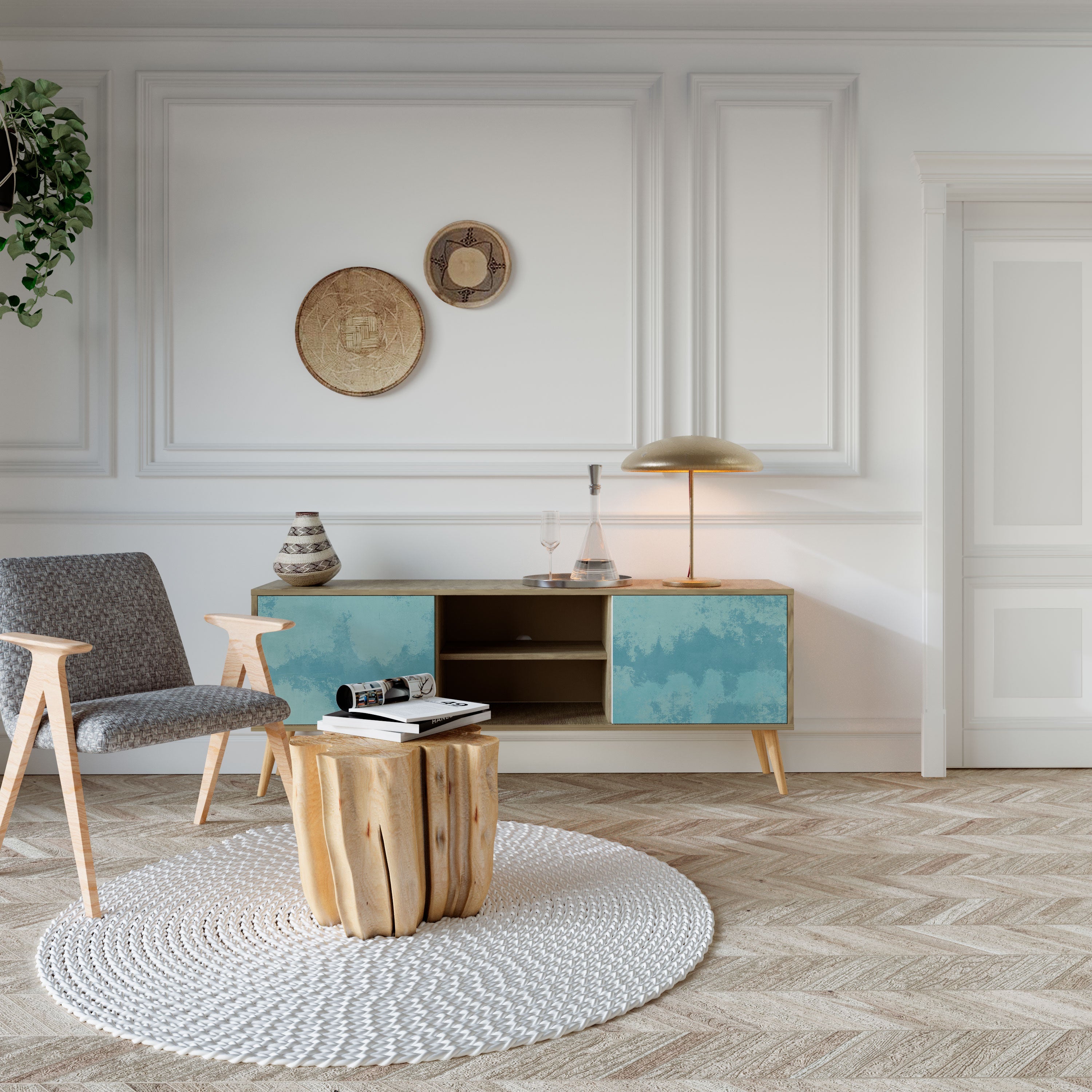 SKY WASH TV-Lowboard mit 2 Türen in Eiche-Optik