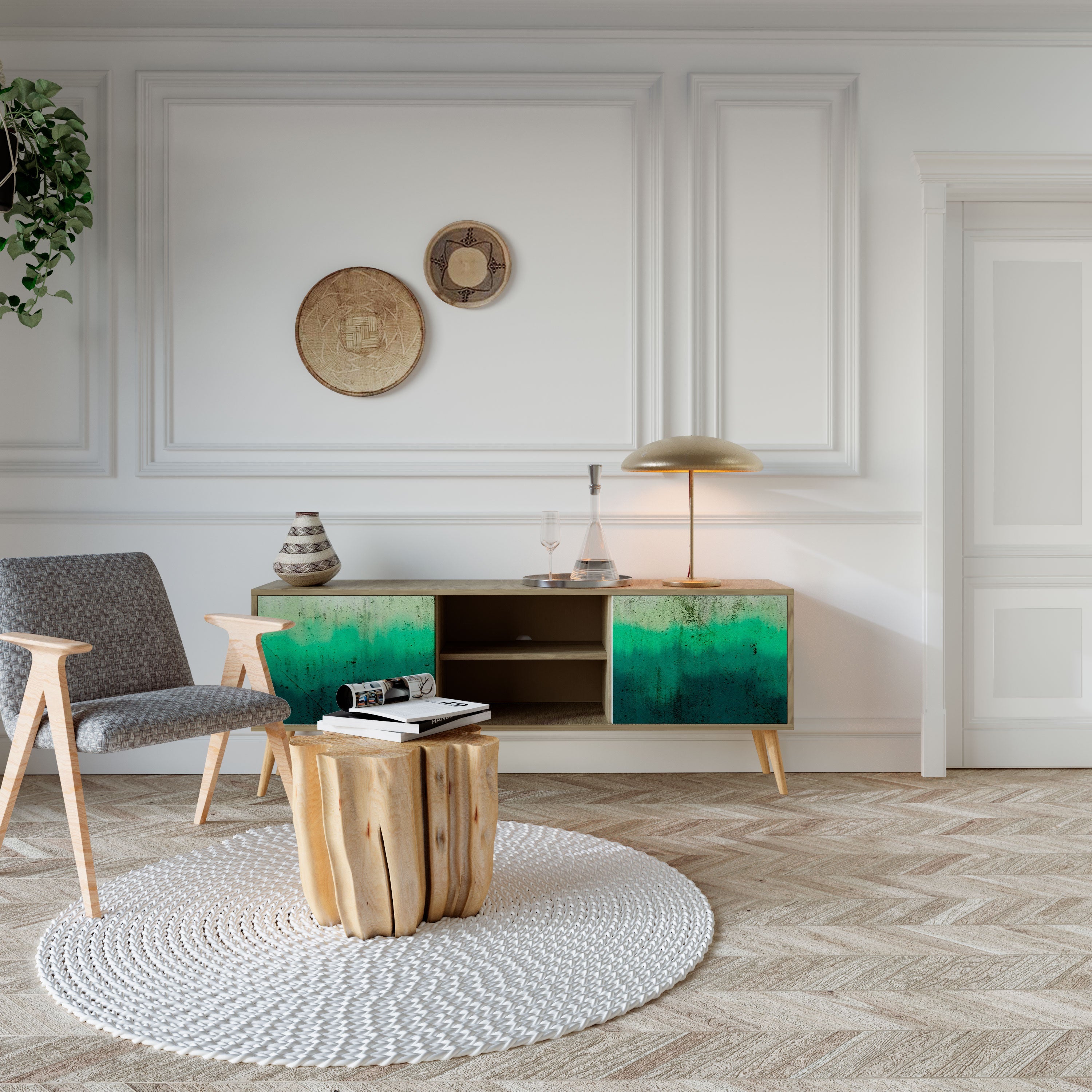 NORTHERN LIGHTS TV-Lowboard mit 2 Türen in Eiche-Optik