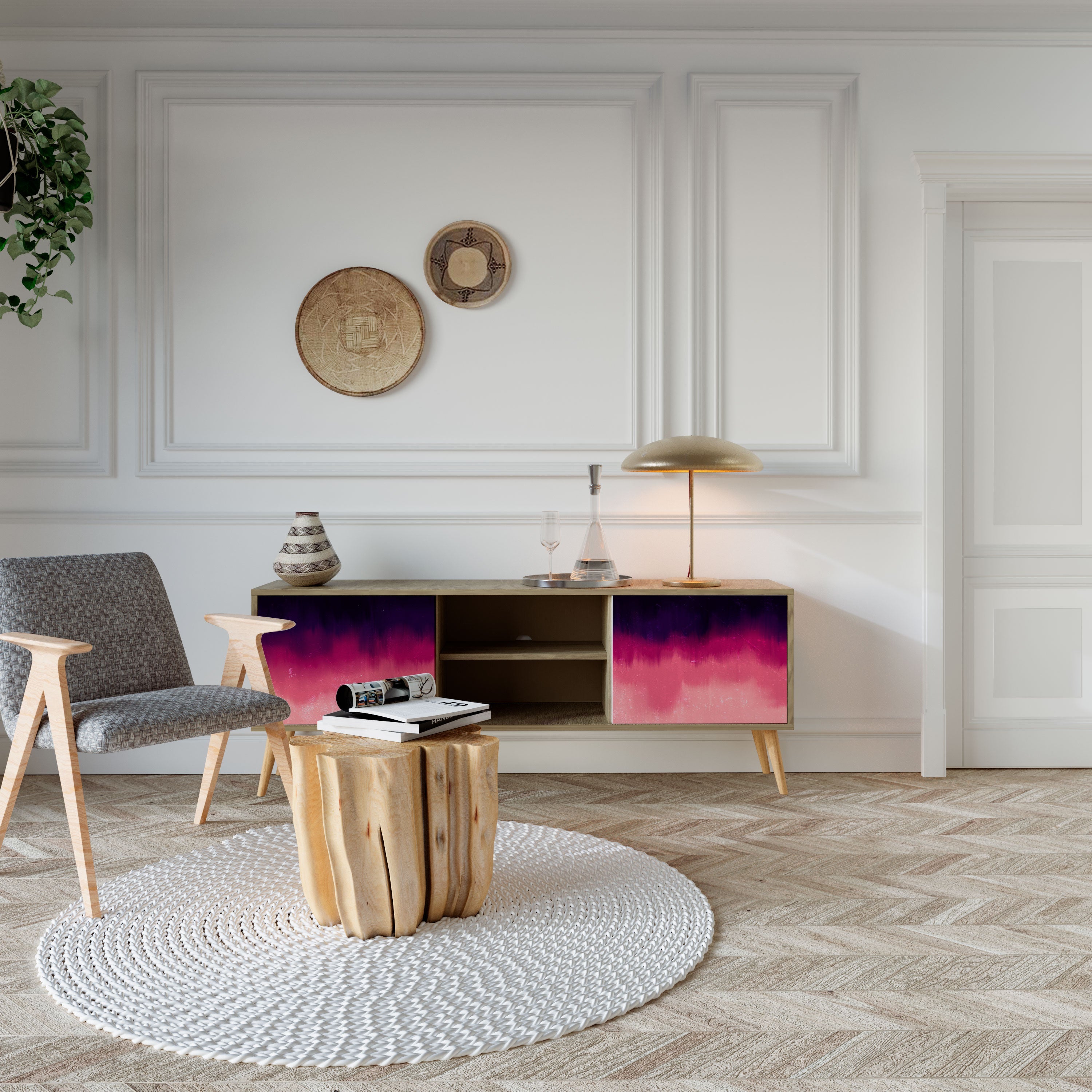 AURORA BOREALIS TV-Lowboard mit 2 Türen in Eiche-Optik