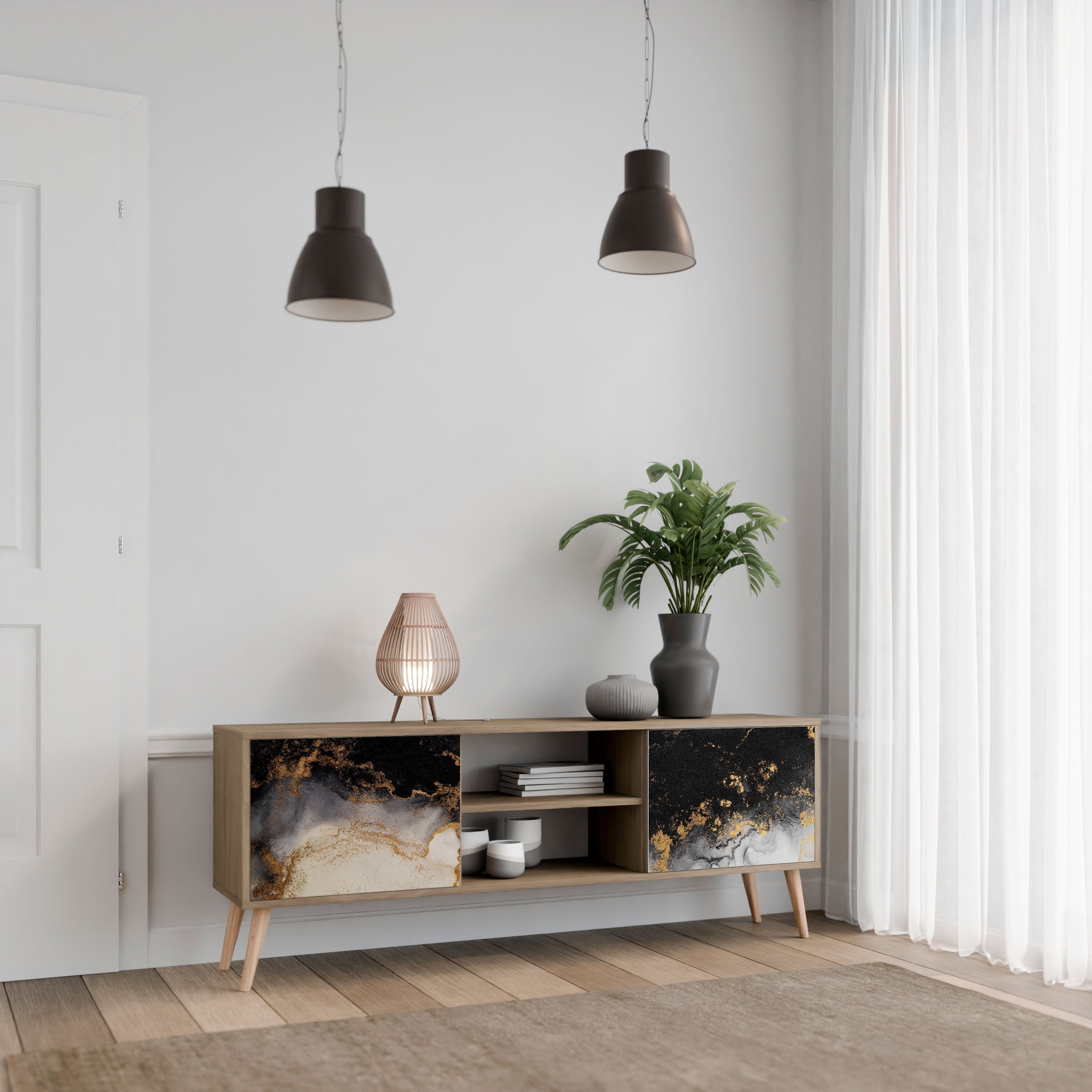 MARBLE OF TOMMORROW TV-Lowboard mit 2 Türen in Eiche-Optik