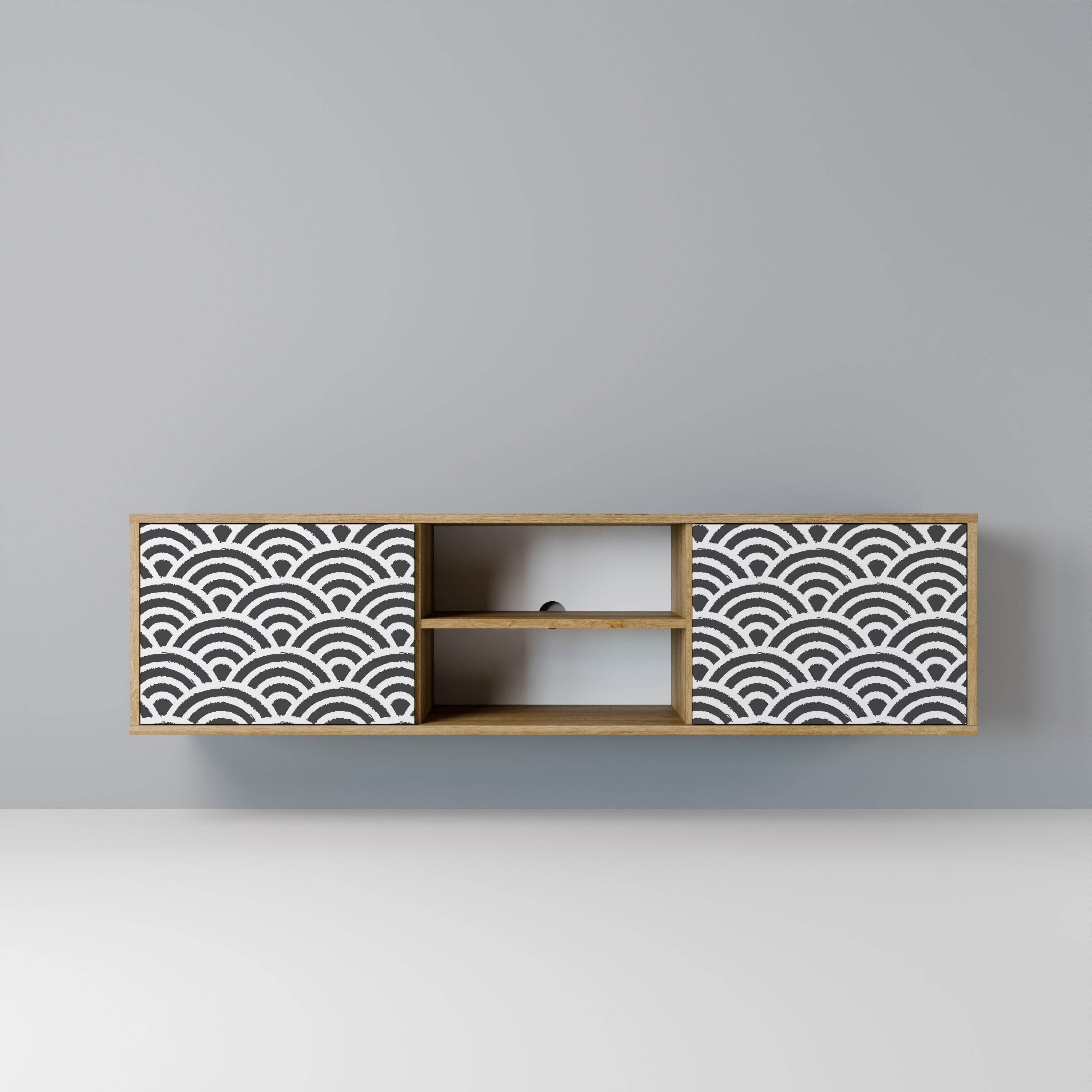 GLOOMY HOST TV-Lowboard mit 2 Türen in Eiche-Optik