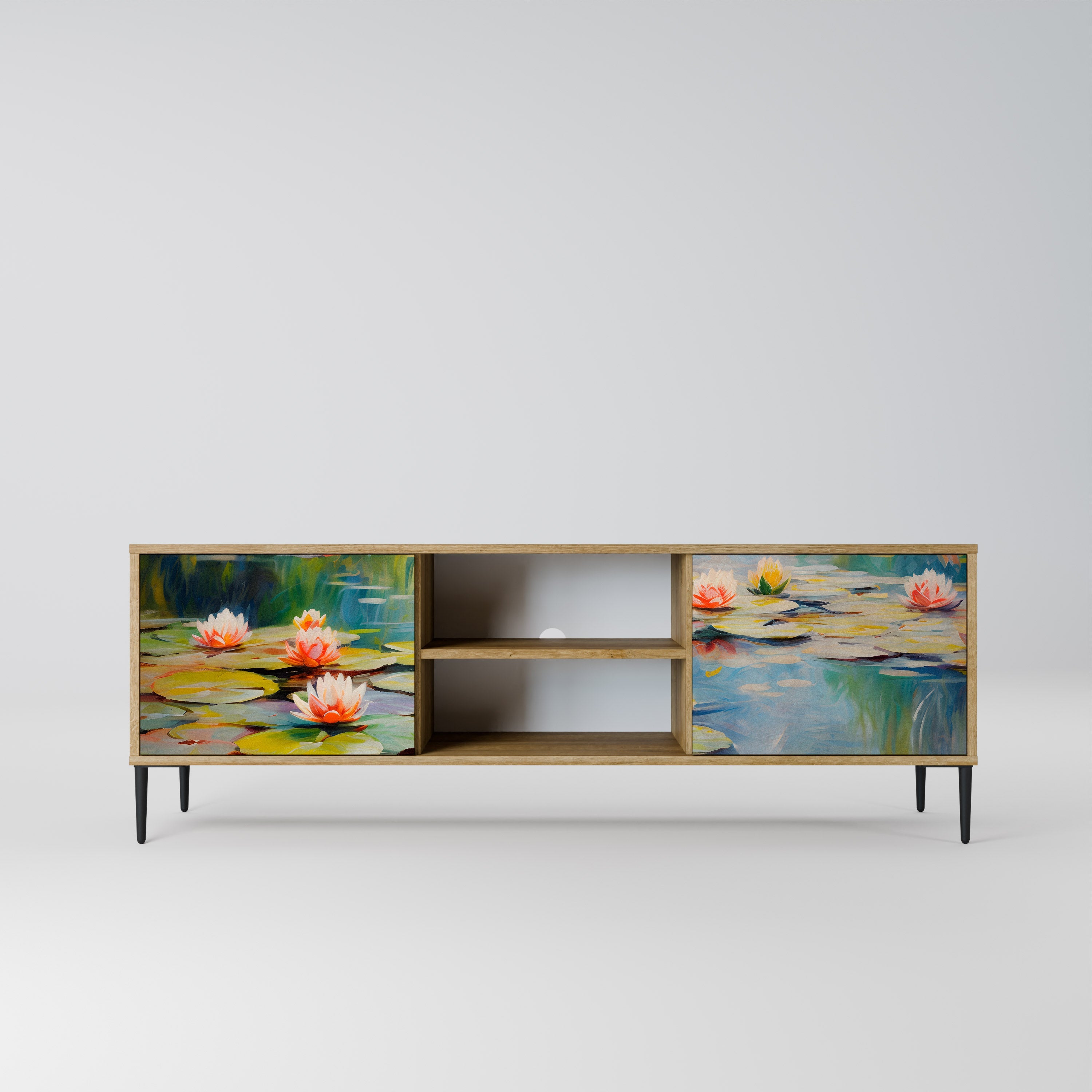 BLOOMING WATERS 2-Door TV Stand in Oak Effect