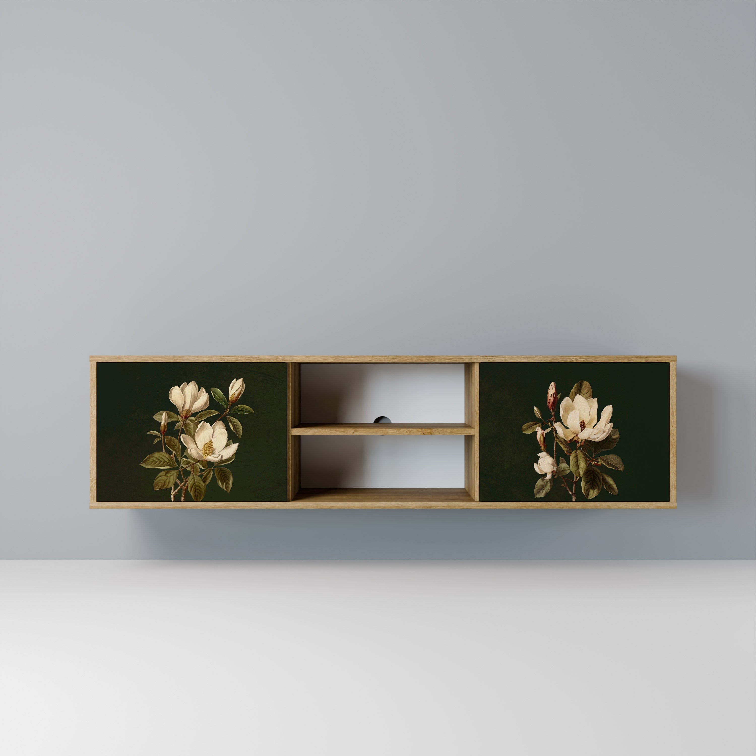 FLORAL NOIR 2-Door TV Stand in Oak Effect