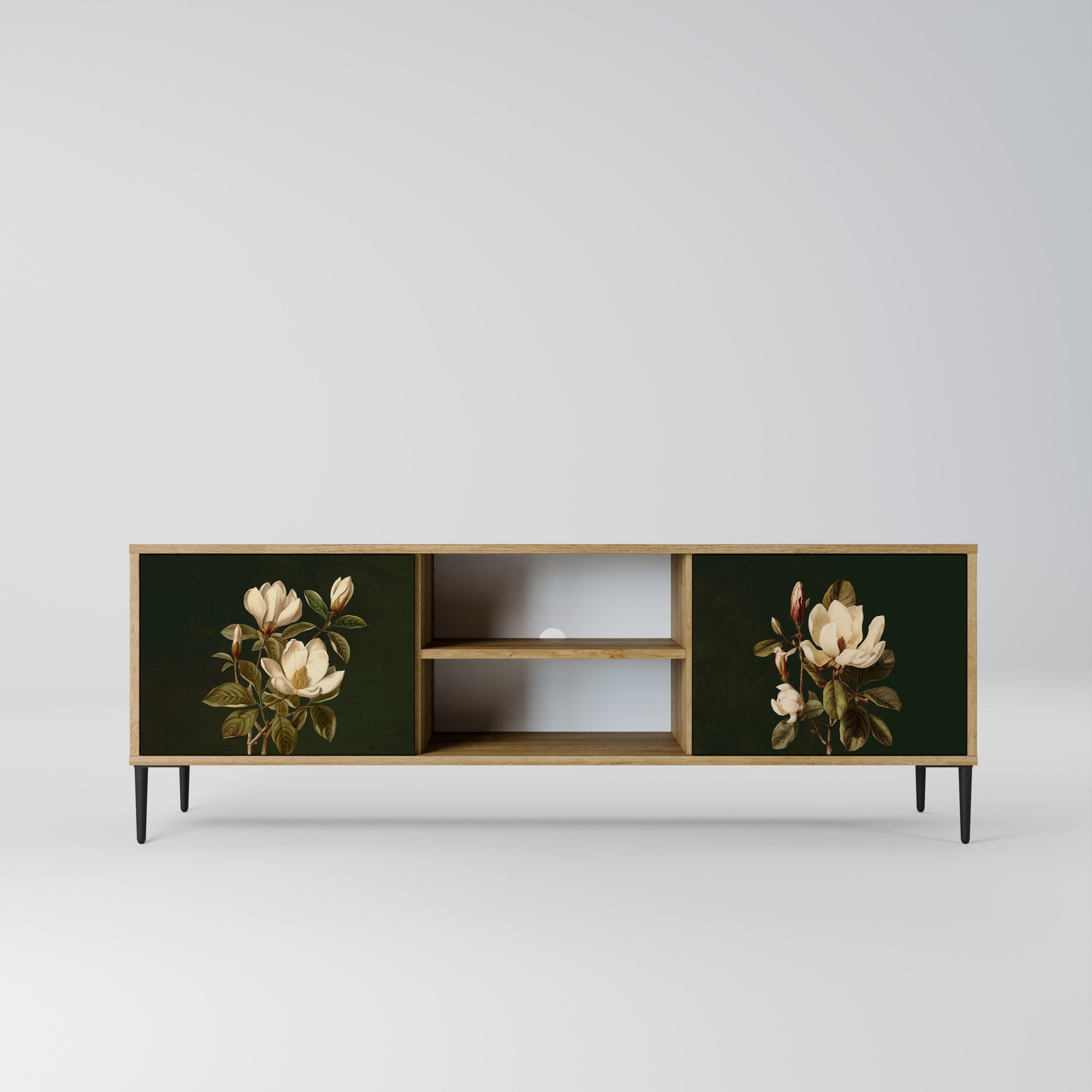 FLORAL NOIR 2-Door TV Stand in Oak Effect