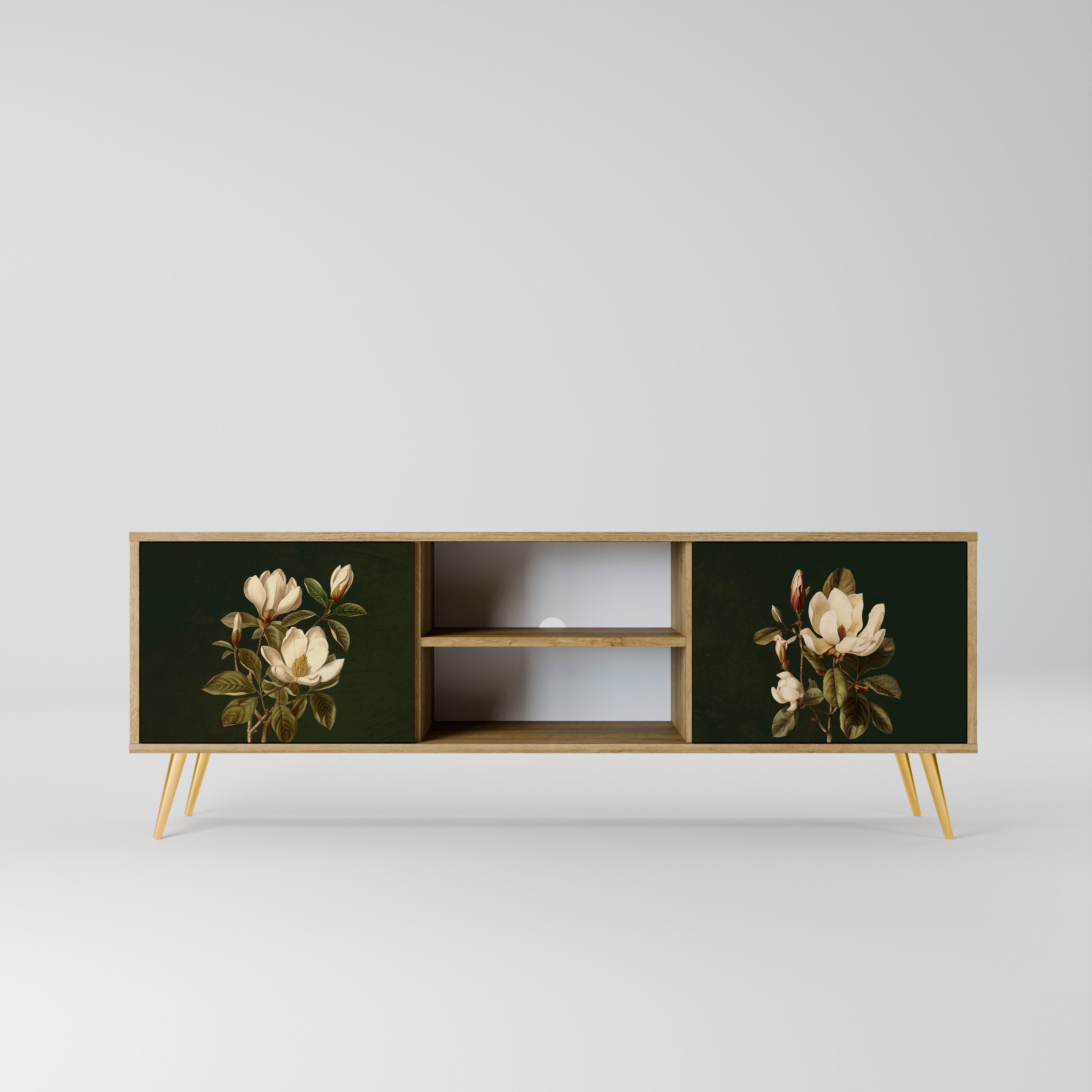 FLORAL NOIR 2-Door TV Stand in Oak Effect
