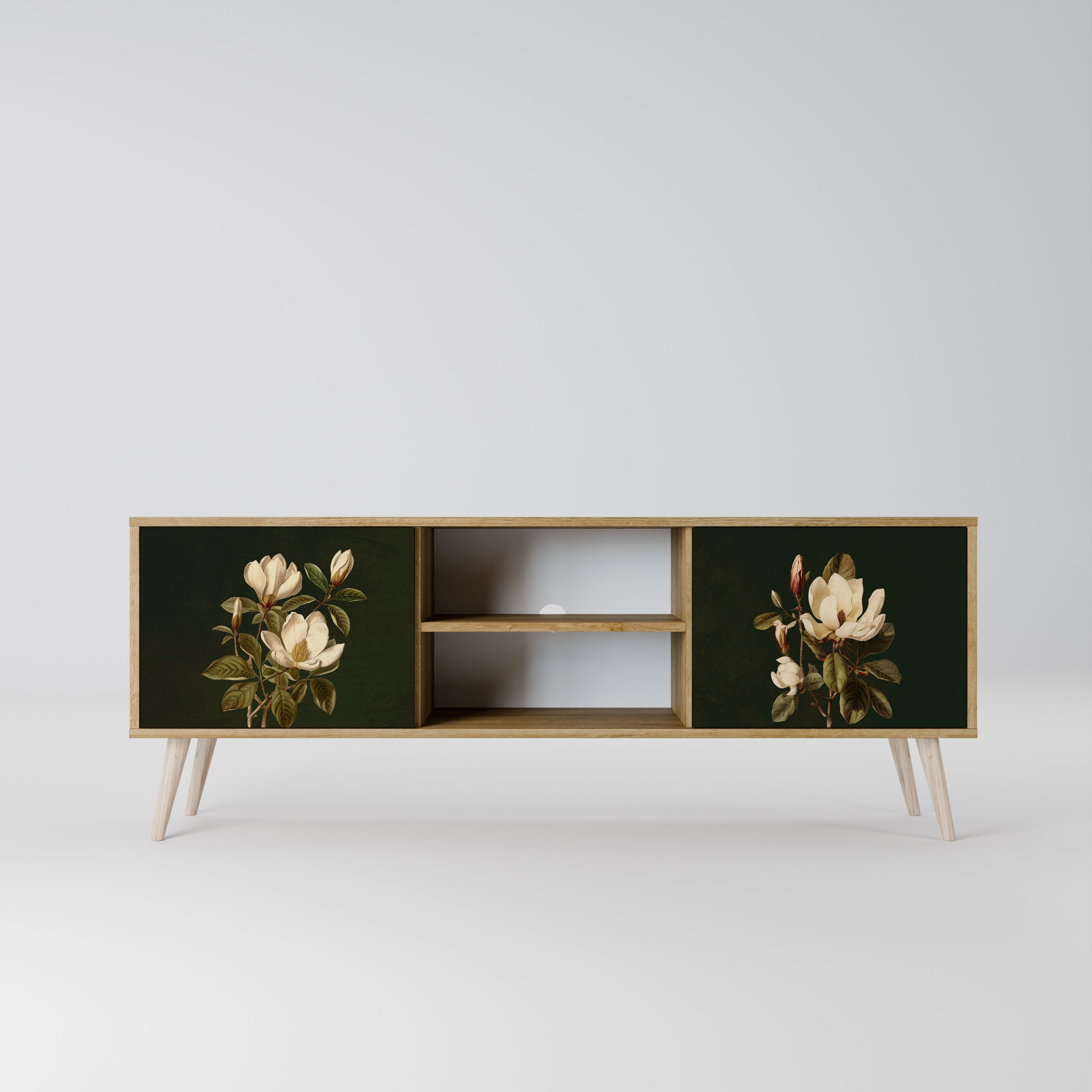 FLORAL NOIR 2-Door TV Stand in Oak Effect