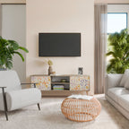 SPRING WHIMSY 2-Door TV Stand in Oak Effect