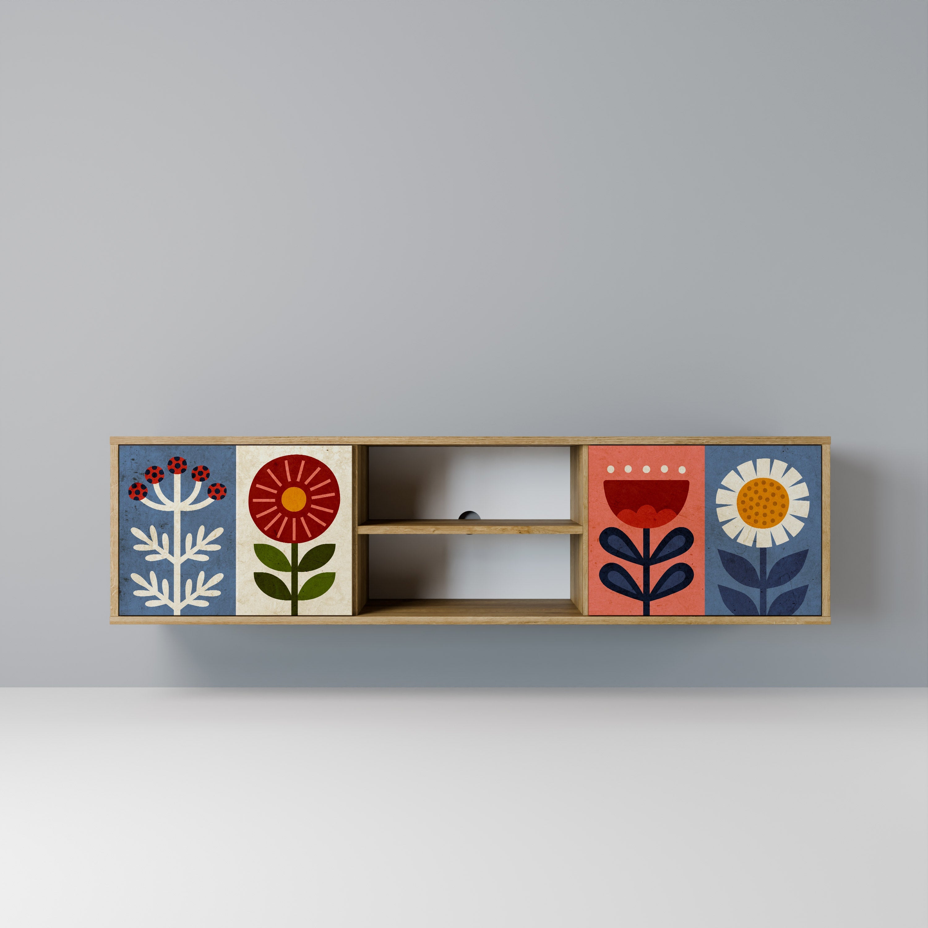 SCANDIC FLOWERET 2-Door TV Stand in Oak Effect