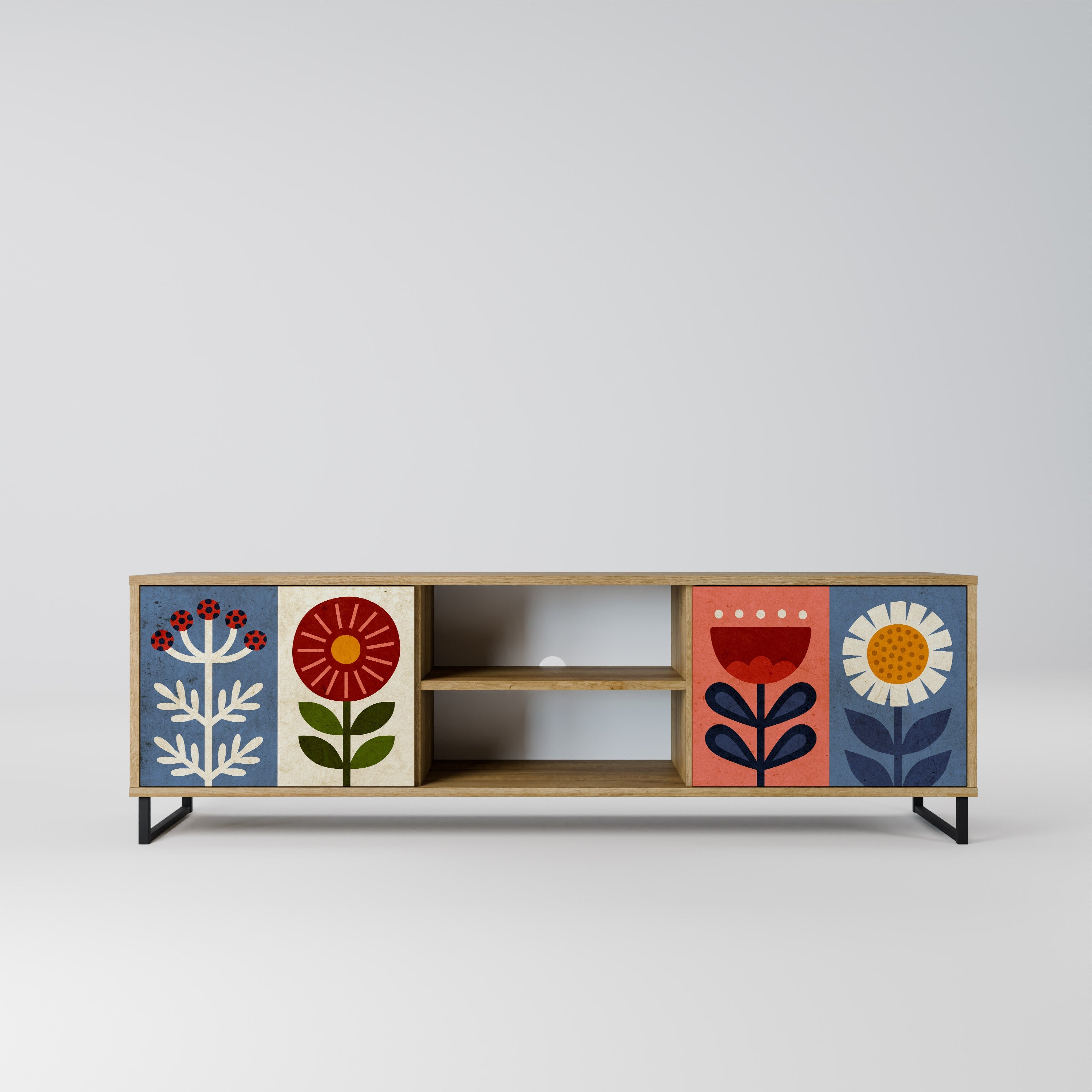 SCANDIC FLOWERET 2-Door TV Stand in Oak Effect