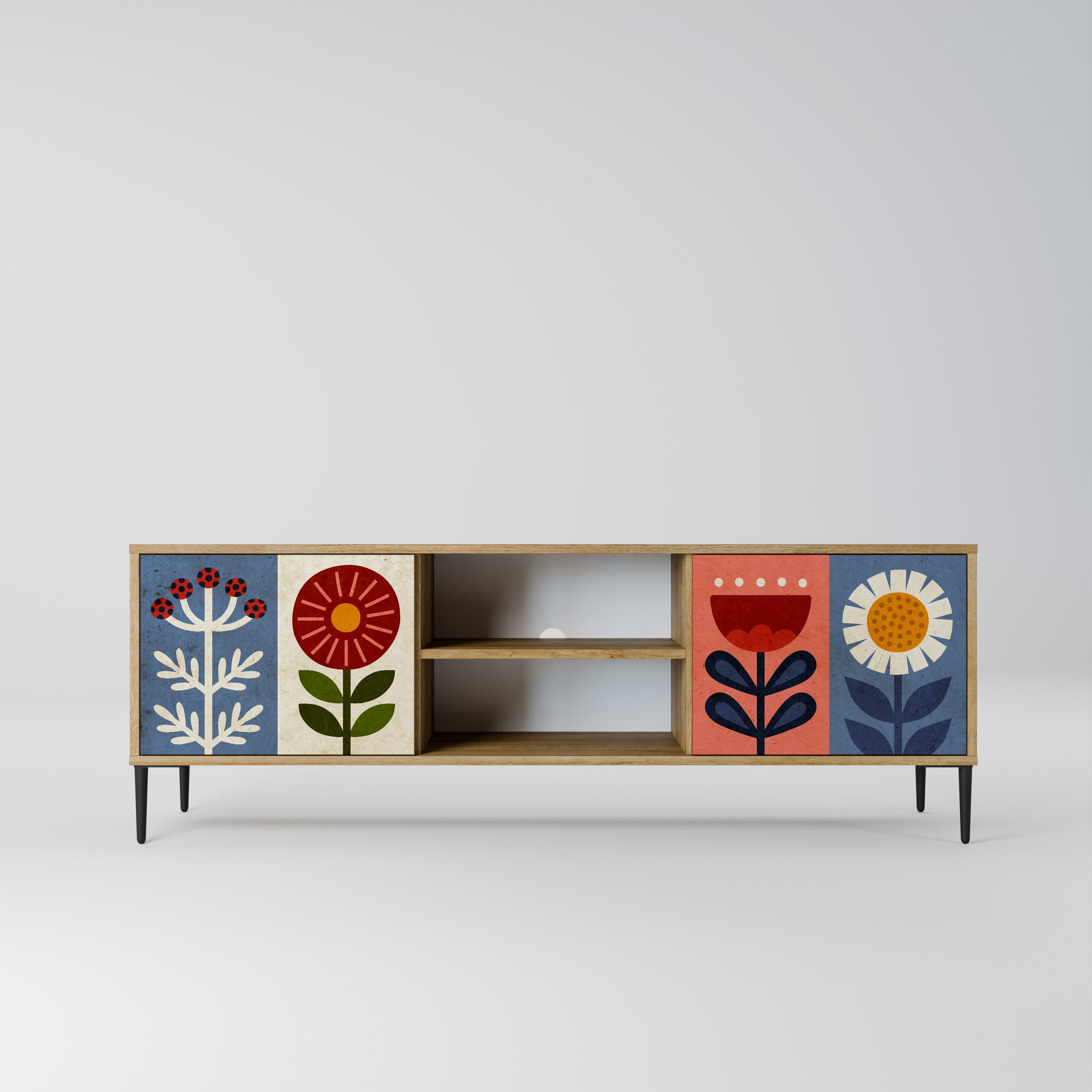 SCANDIC FLOWERET 2-Door TV Stand in Oak Effect