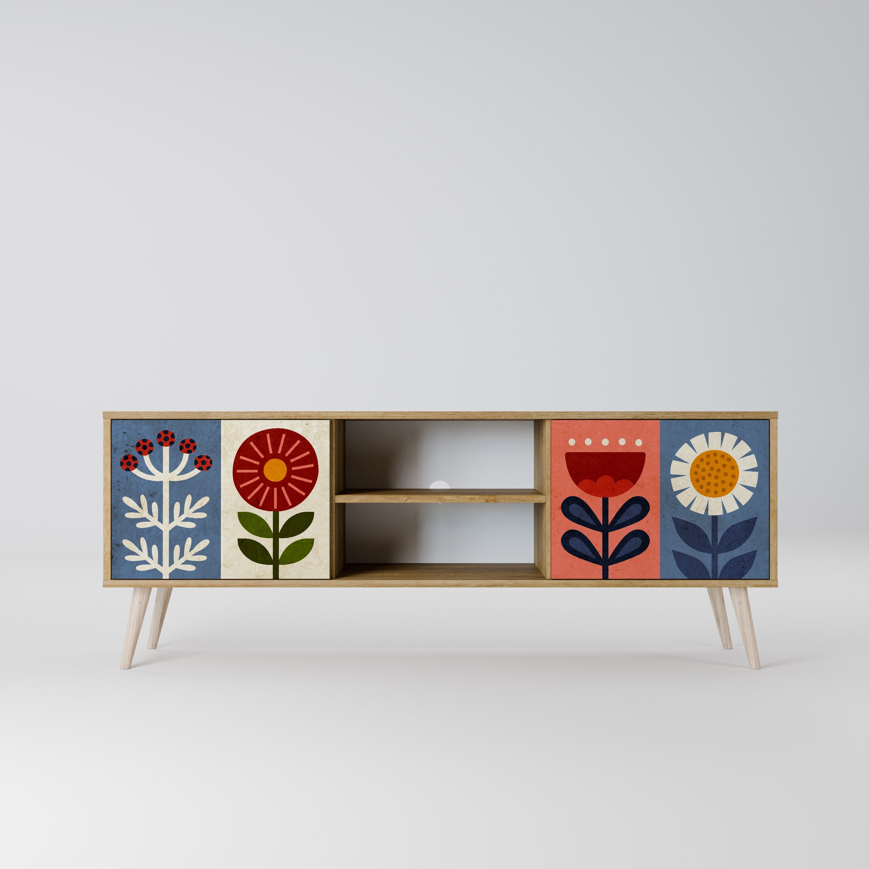 SCANDIC FLOWERET 2-Door TV Stand in Oak Effect