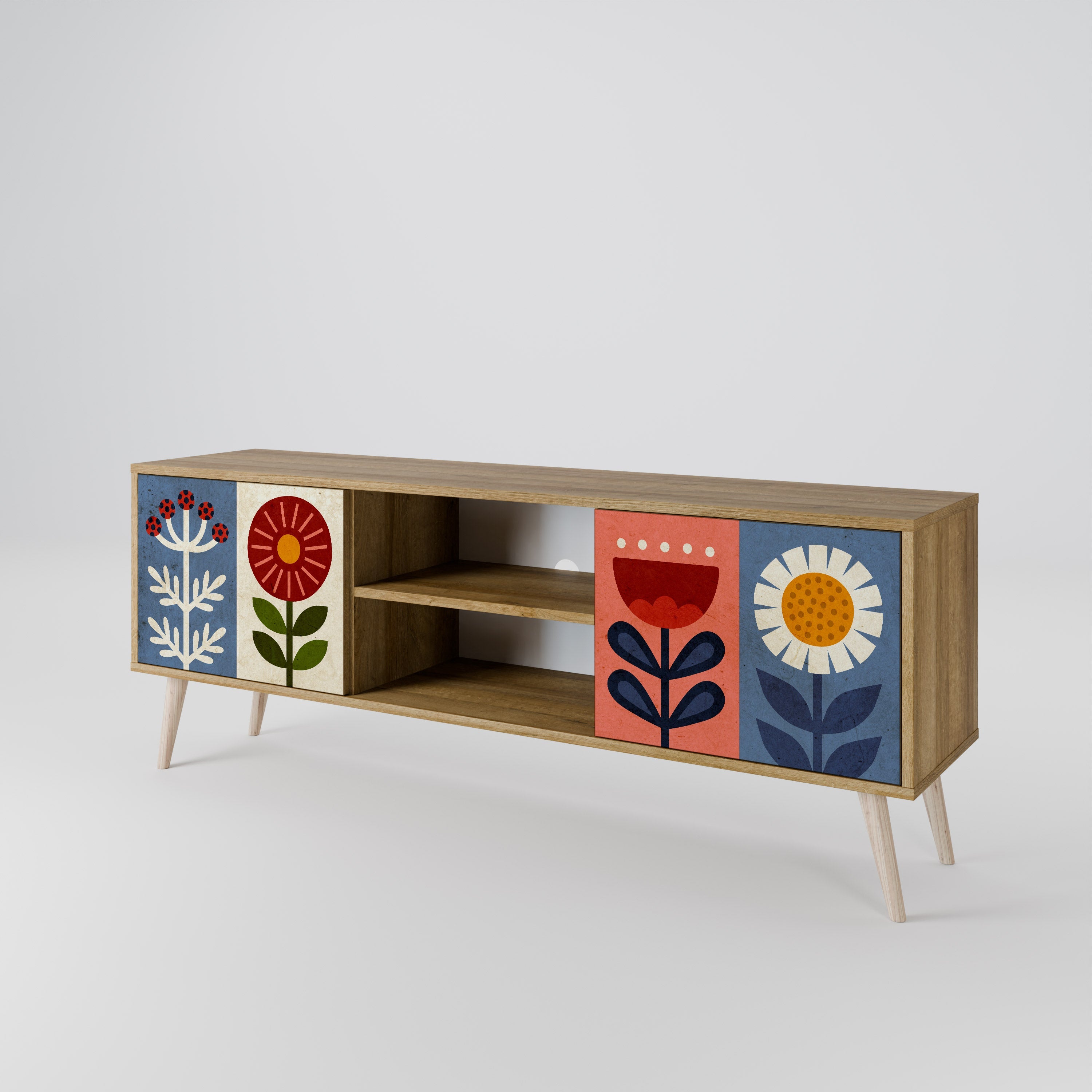 SCANDIC FLOWERET 2-Door TV Stand in Oak Effect