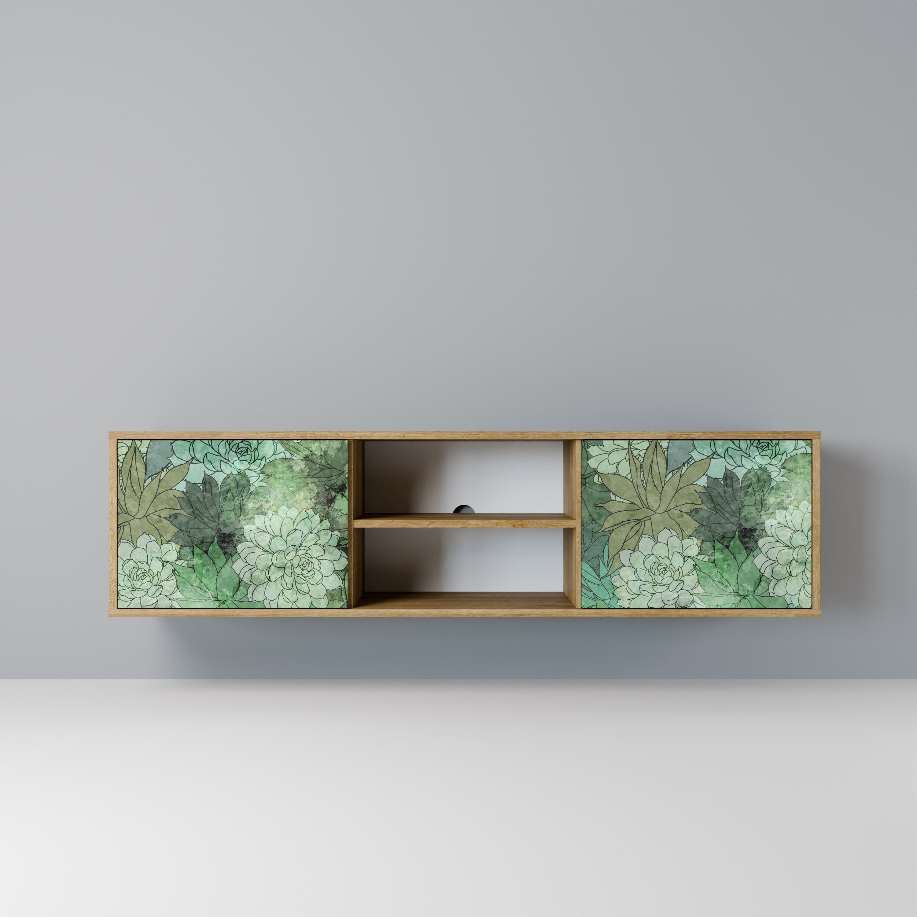 SUCCULENT CLUSTER 2-Door TV Stand in Oak Effect