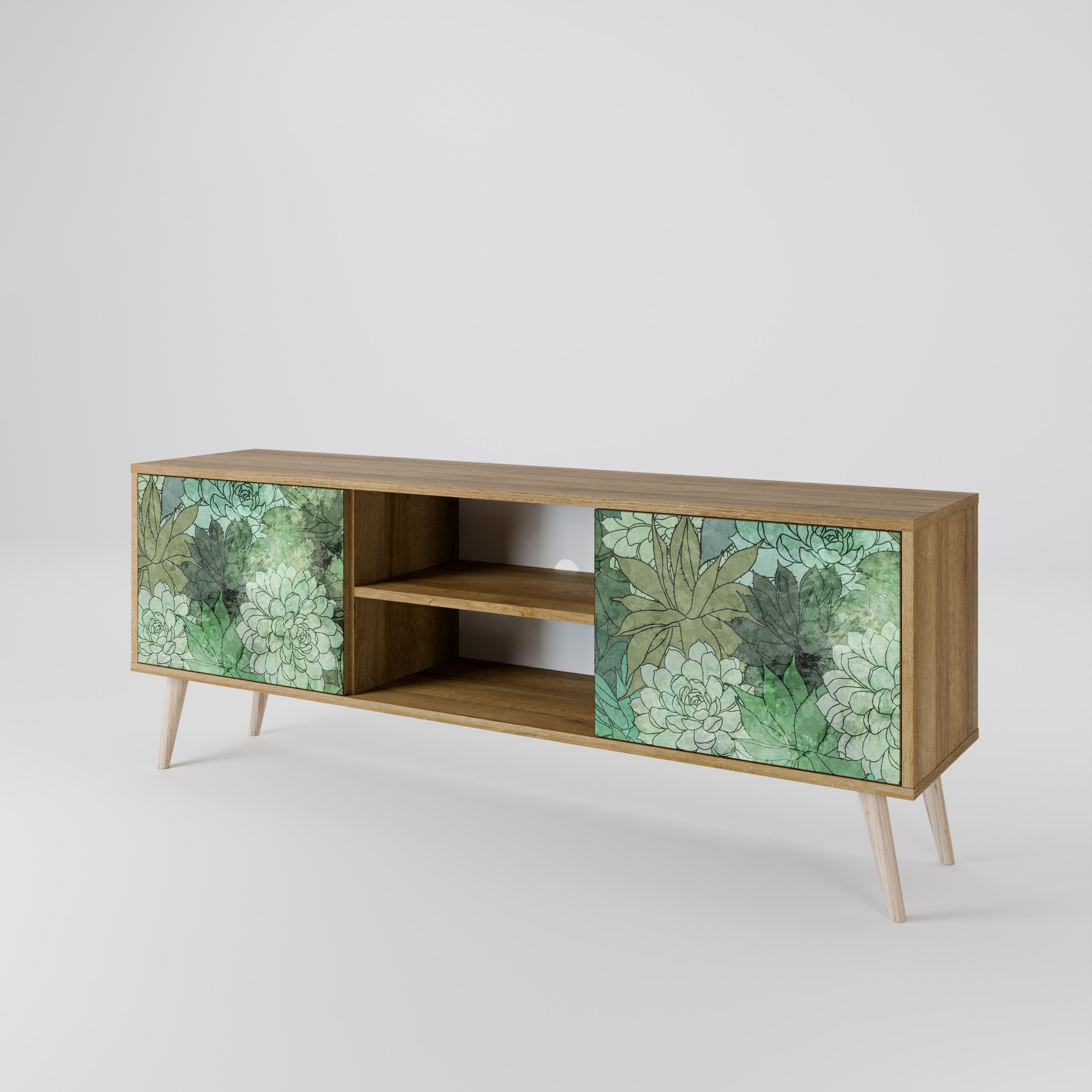 SUCCULENT CLUSTER 2-Door TV Stand in Oak Effect