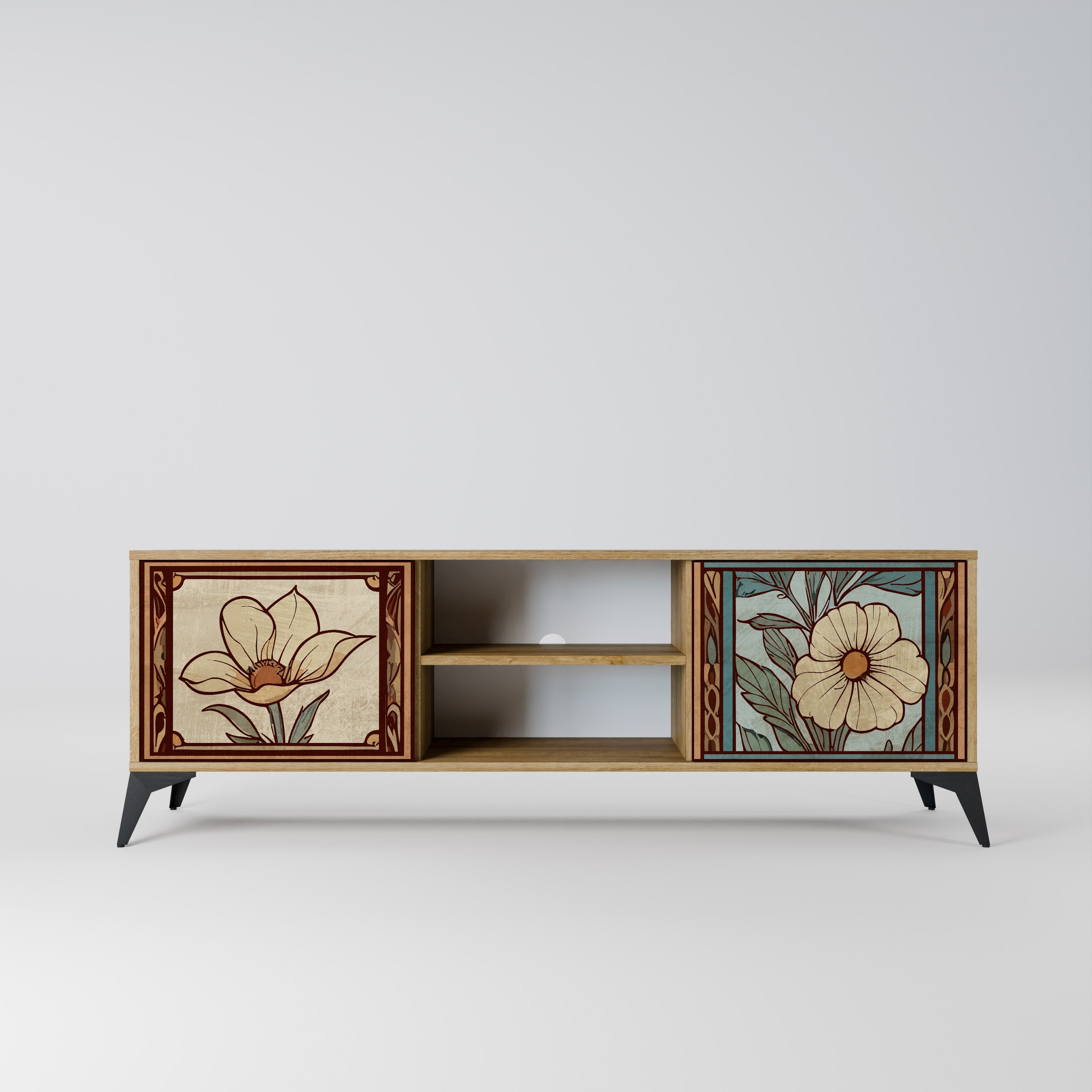 TIMELESS FLORA 2-Door TV Stand in Oak Effect