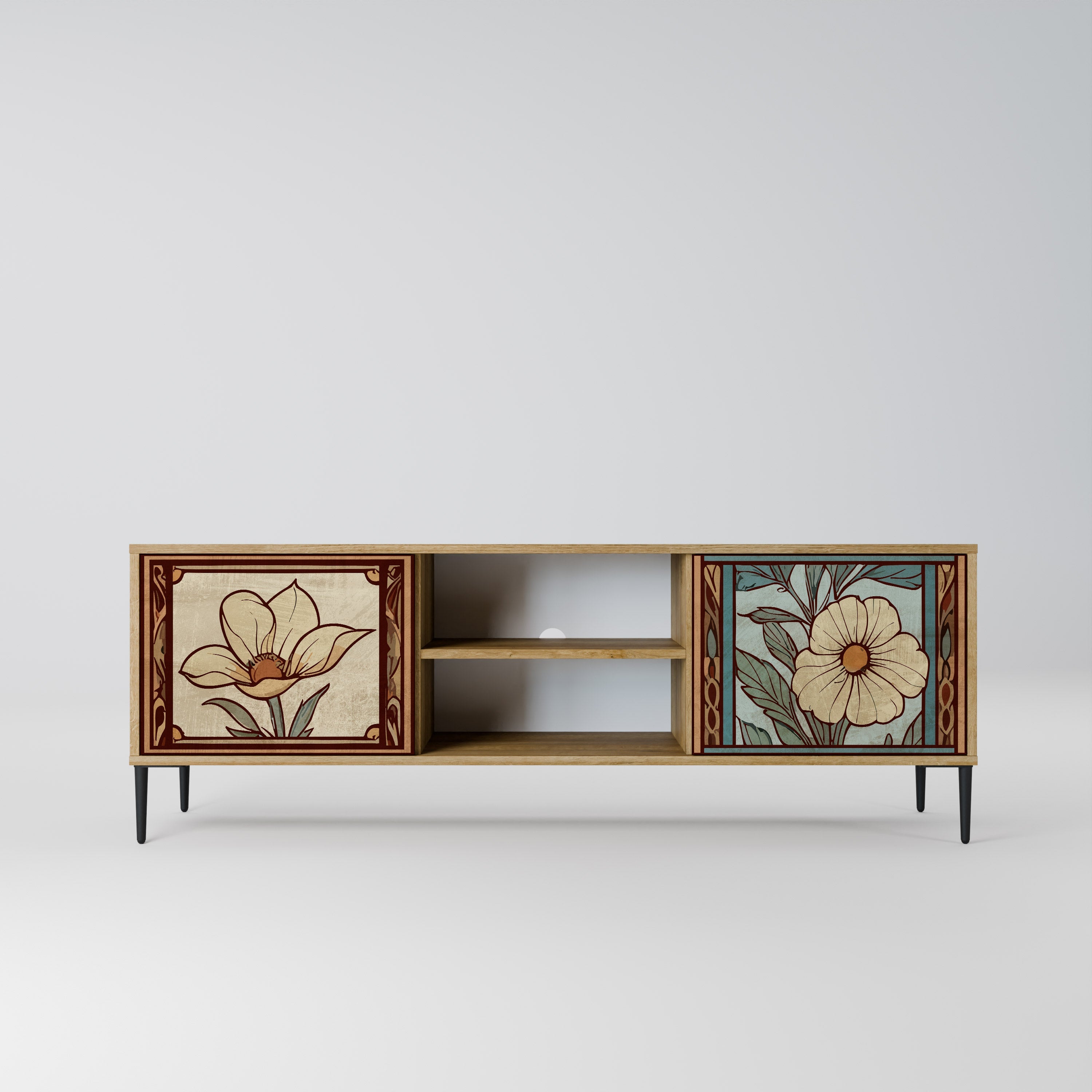 TIMELESS FLORA 2-Door TV Stand in Oak Effect
