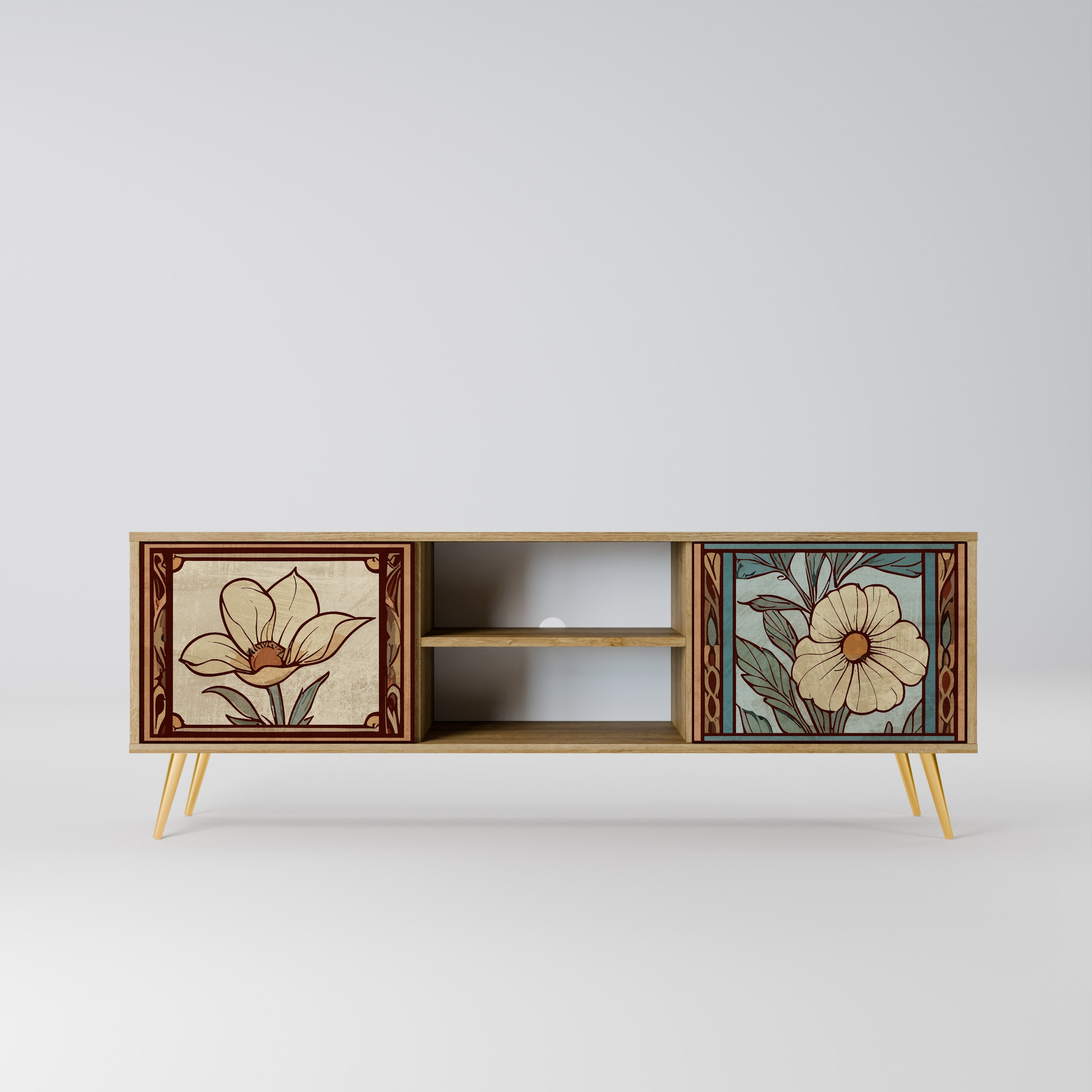 TIMELESS FLORA 2-Door TV Stand in Oak Effect