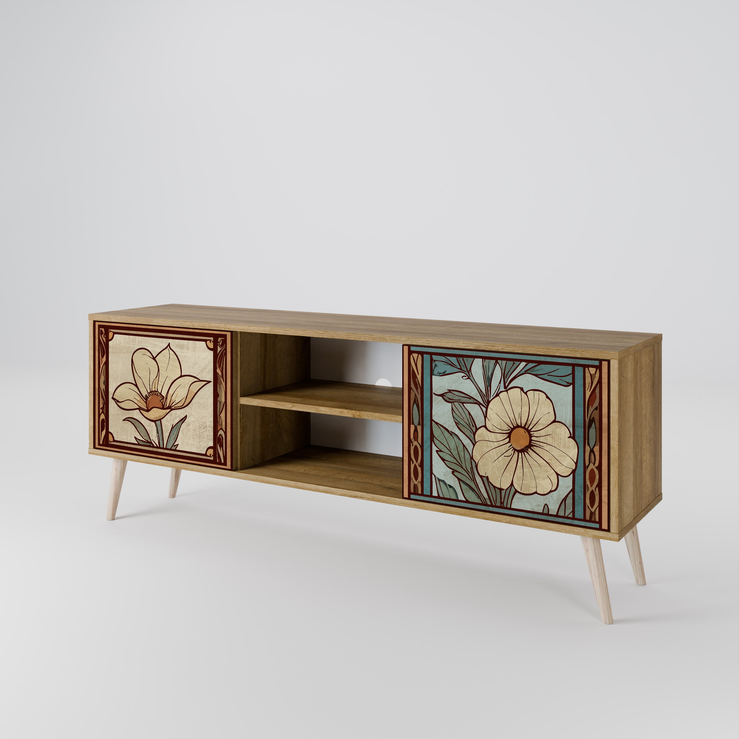 TIMELESS FLORA 2-Door TV Stand in Oak Effect