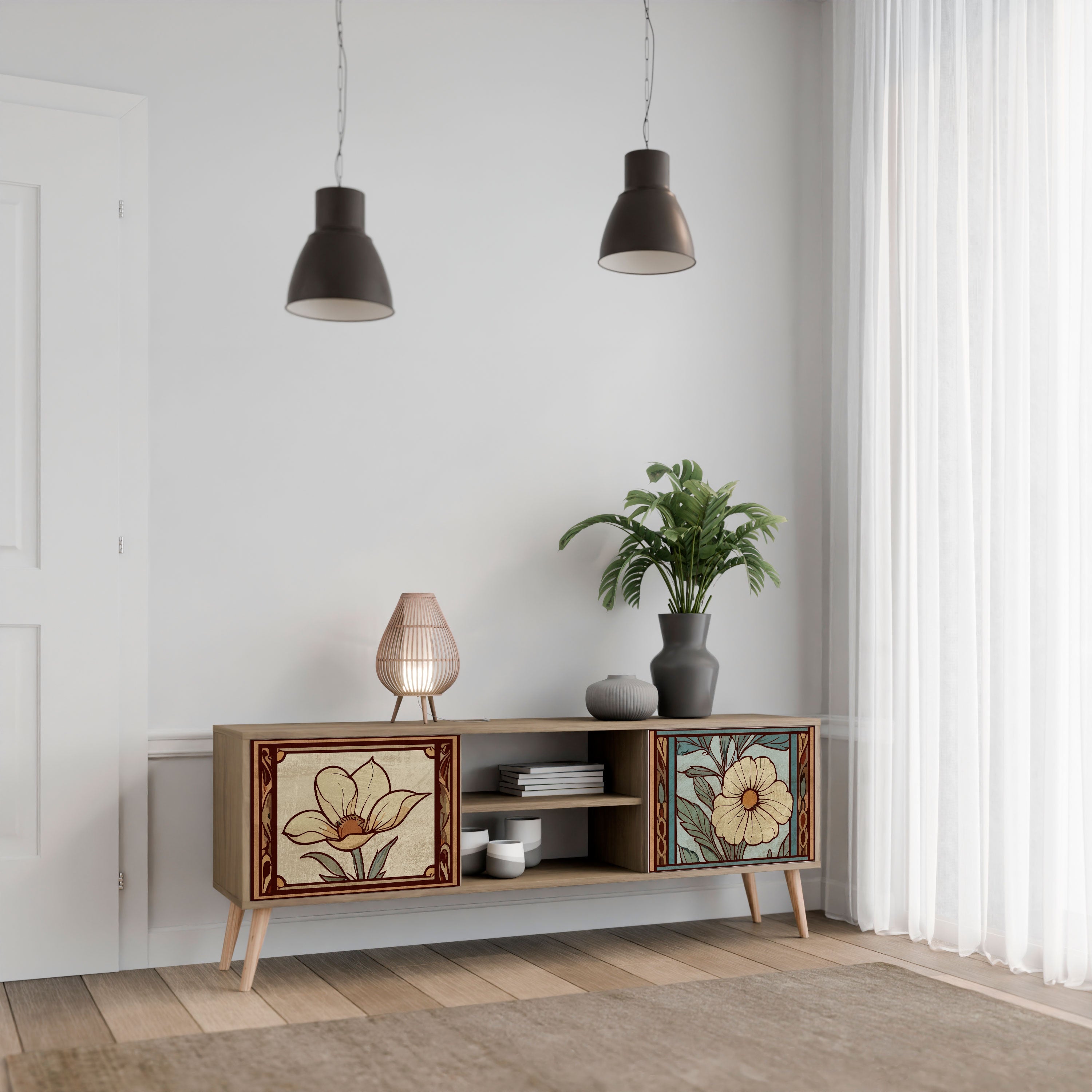 TIMELESS FLORA 2-Door TV Stand in Oak Effect